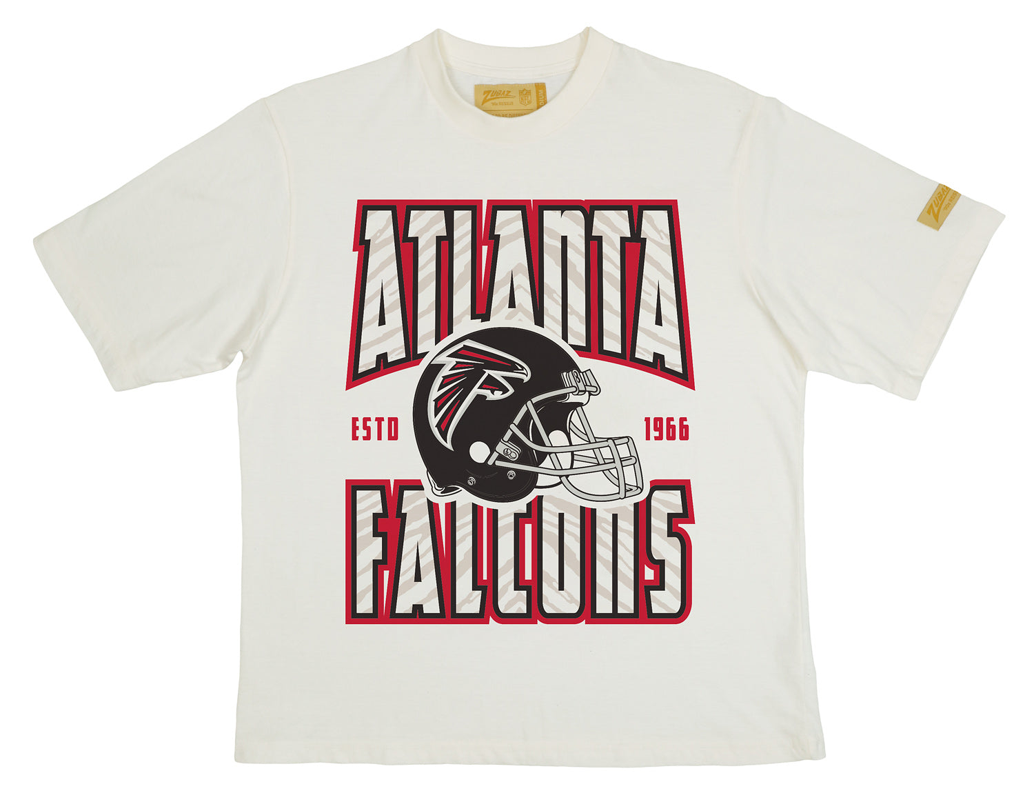 Zubaz NFL 90s SS Tee- Helmet-Off White, ATLANTA FALCONS