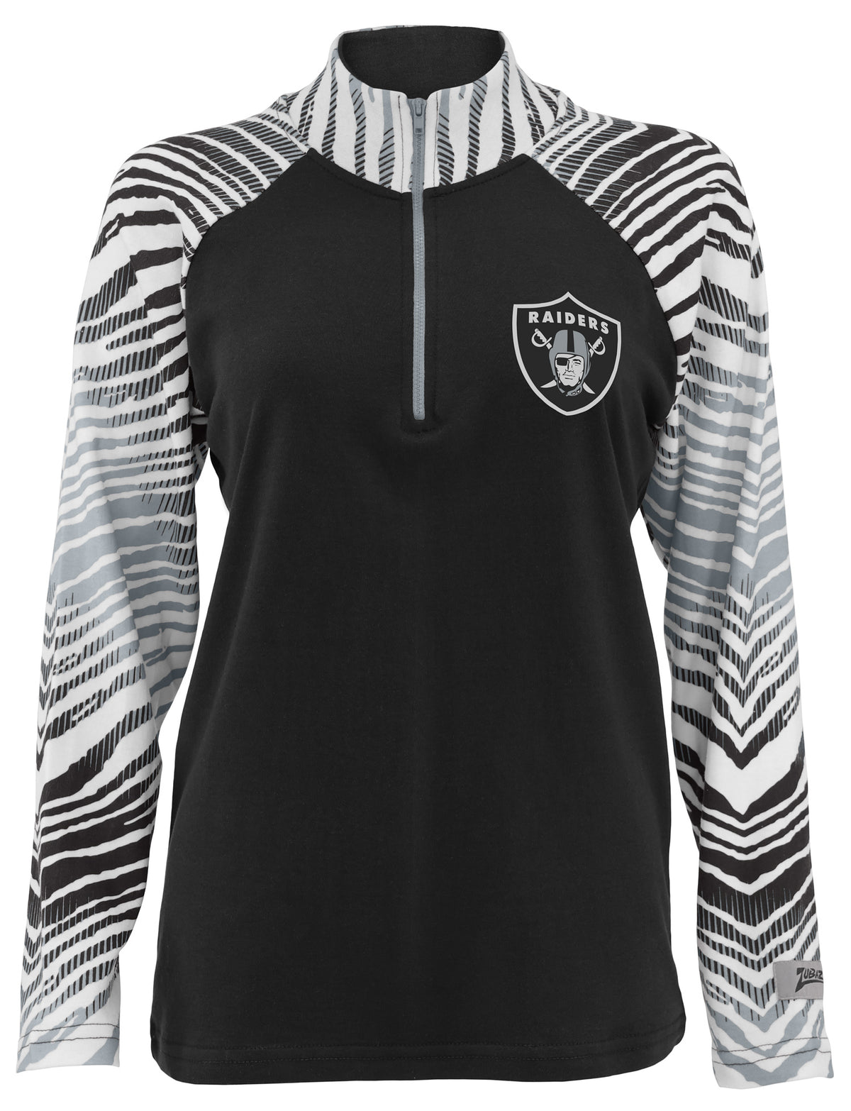 Zubaz NFL Women's Zebra Ombre Long Sleeve Quarter Zip Pullover - Las Vegas Raiders