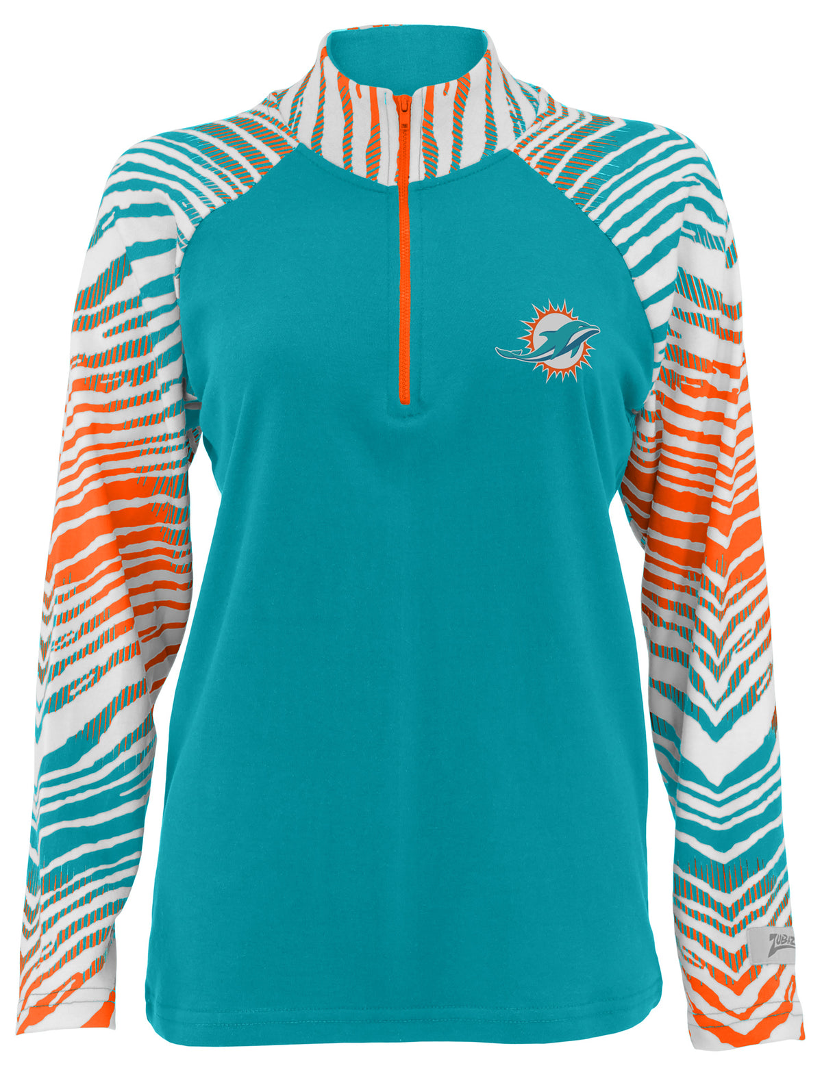 Zubaz NFL Women's Zebra Ombre Long Sleeve Quarter Zip Pullover - Miami Dolphins