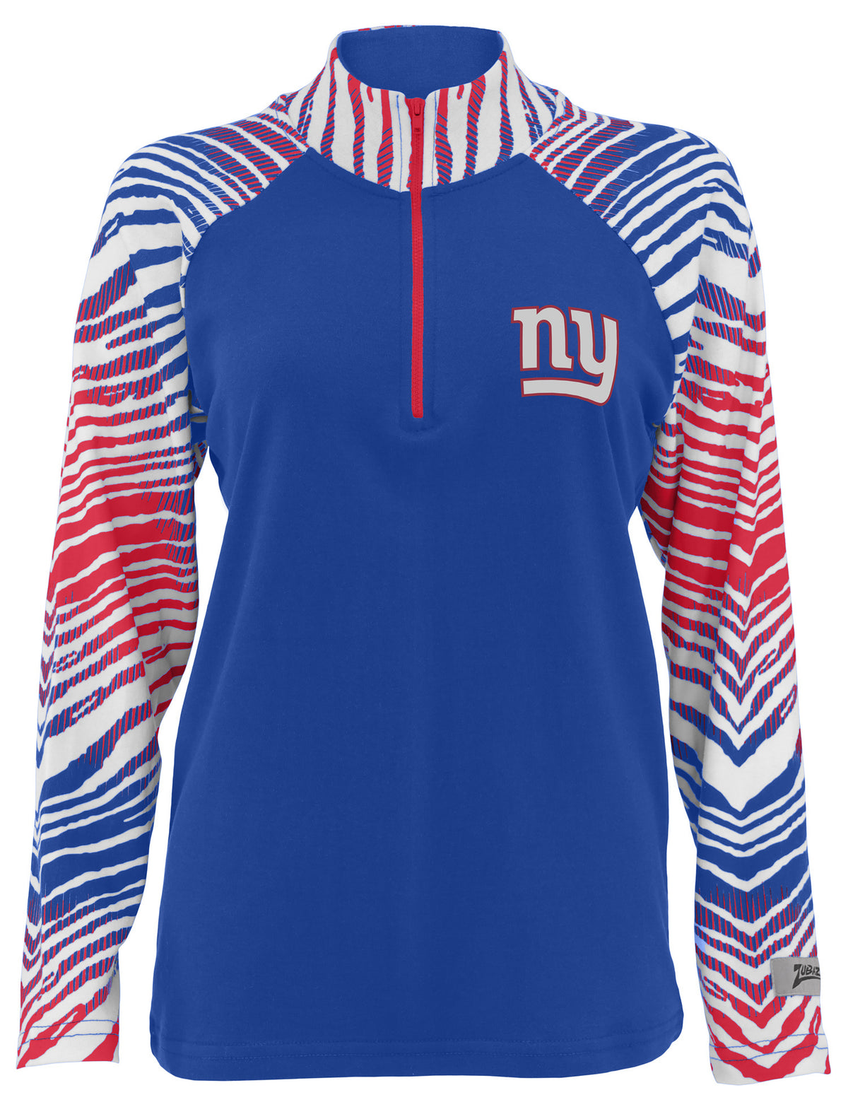 Zubaz NFL Women's Zebra Ombre Long Sleeve Quarter Zip Pullover - New York Giants