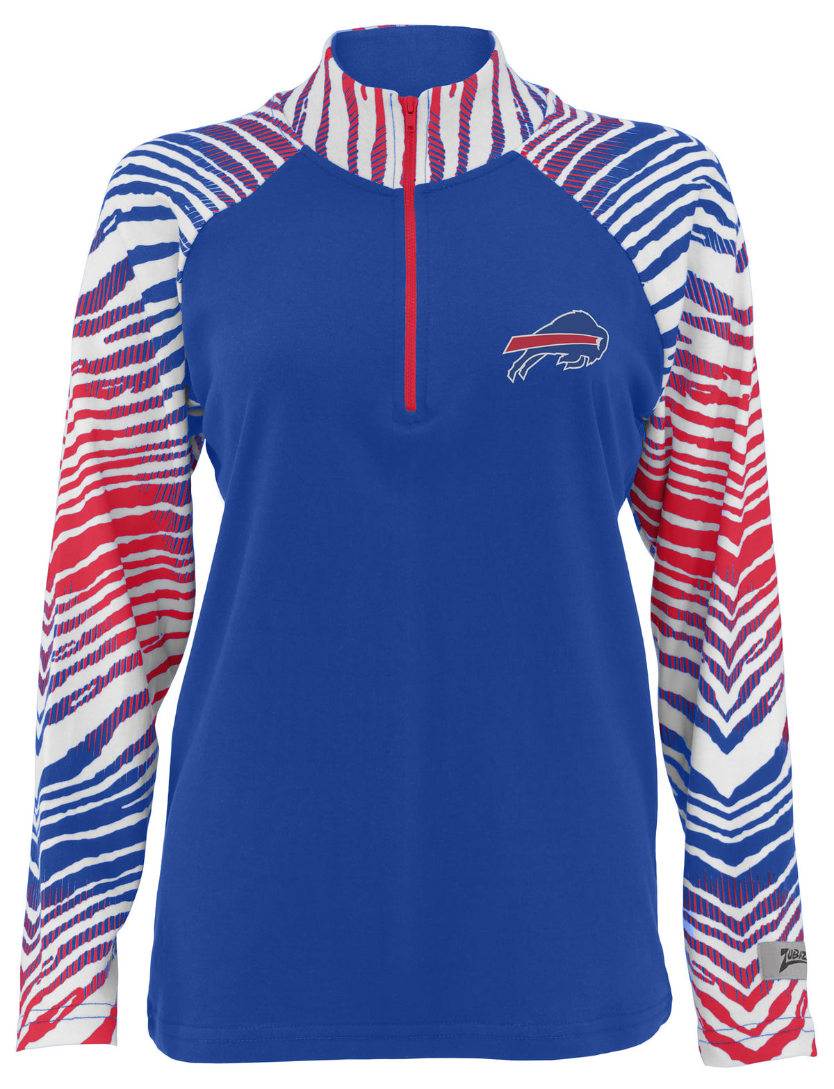 Zubaz NFL Women's Zebra Ombre Long Sleeve Quarter Zip Pullover - Buffalo Bills