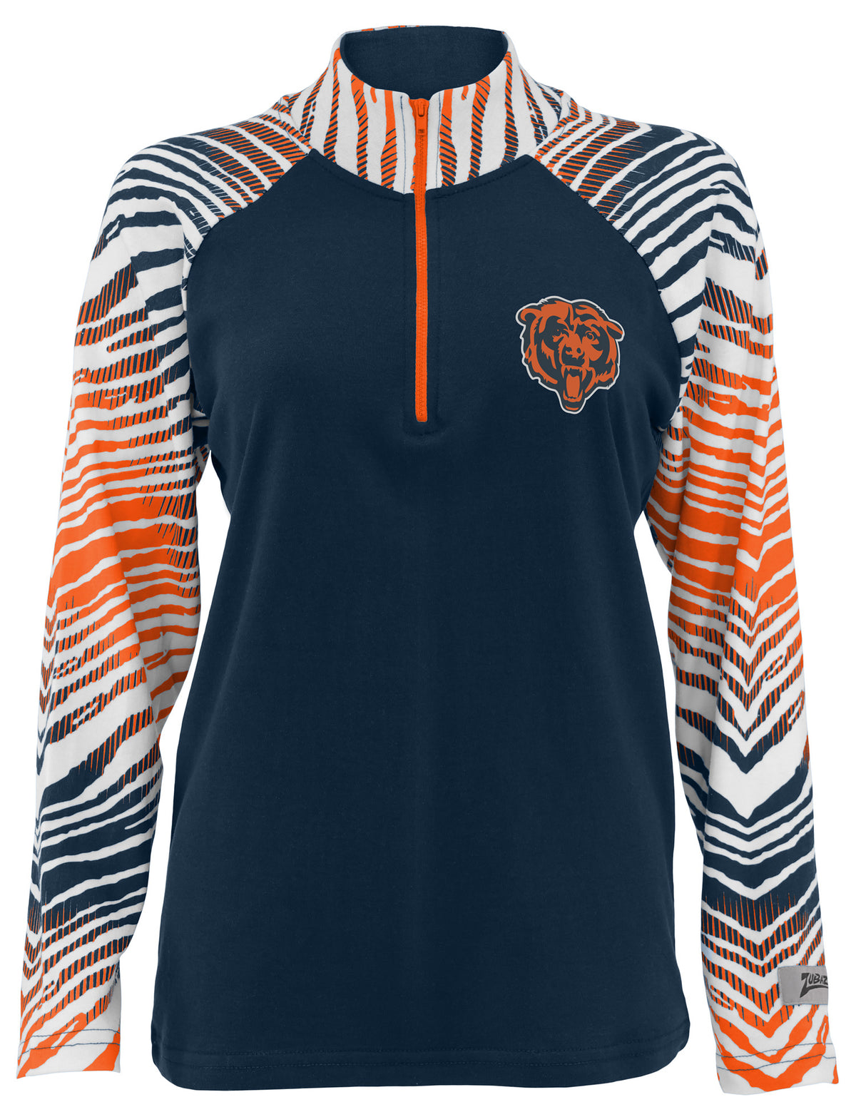 Zubaz NFL Women's Zebra Ombre Long Sleeve Quarter Zip Pullover - Chicago Bears
