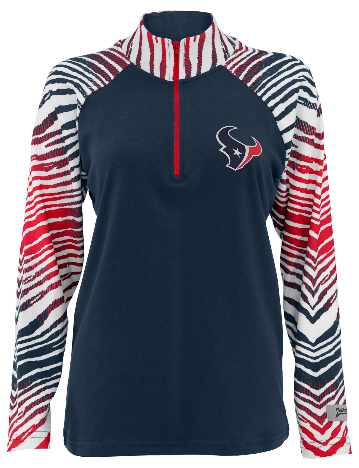 Zubaz NFL Women's Zebra Ombre Long Sleeve Quarter Zip Pullover - Houston Texans