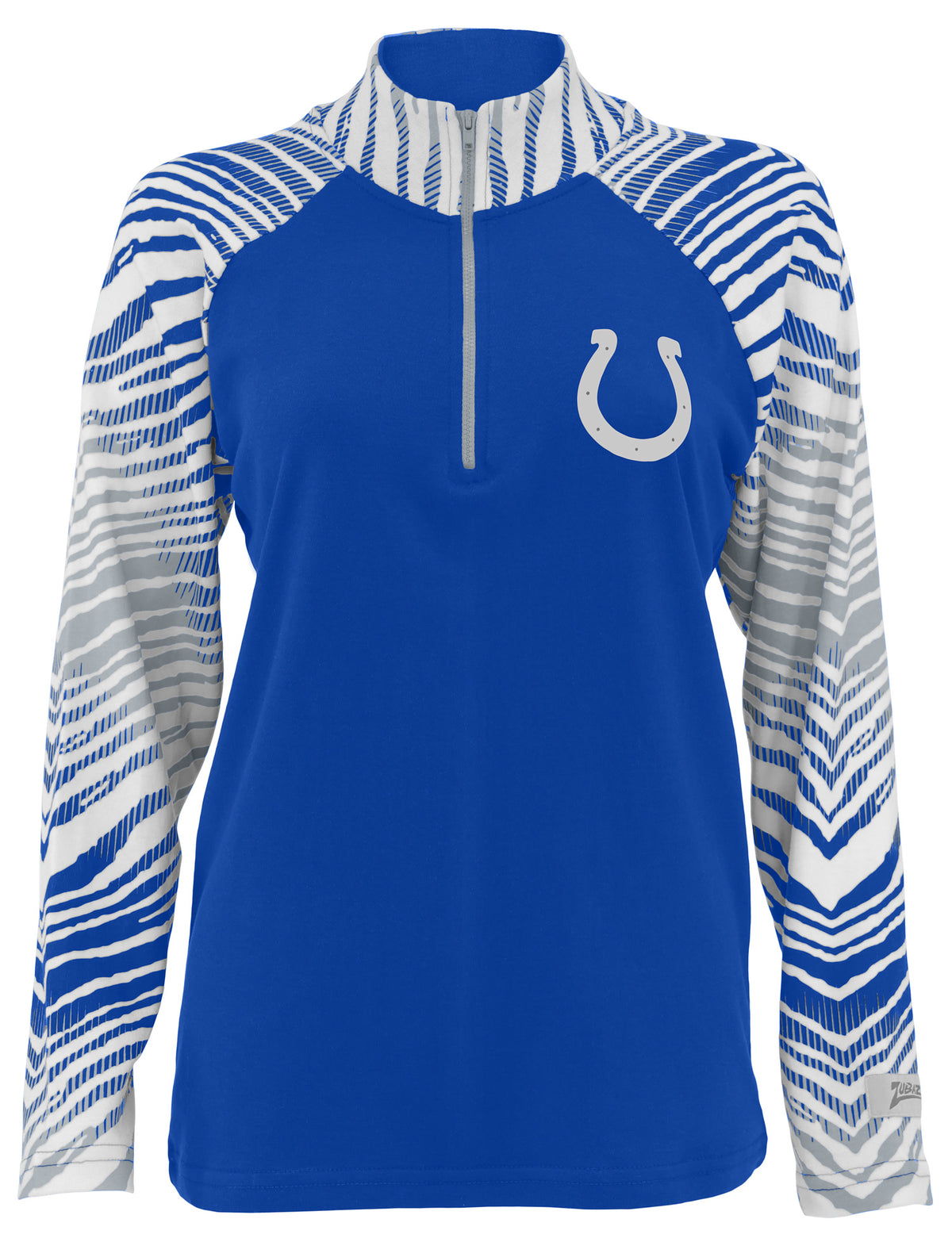 Zubaz NFL Women's Zebra Ombre Long Sleeve Quarter Zip Pullover - Indianapolis Colts
