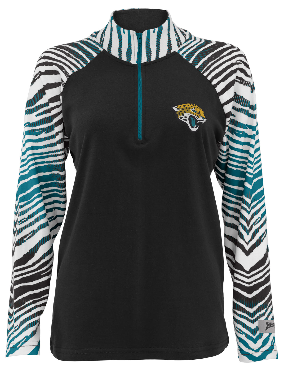 Zubaz NFL Women's Zebra Ombre Long Sleeve Quarter Zip Pullover - Jacksonville Jaguars