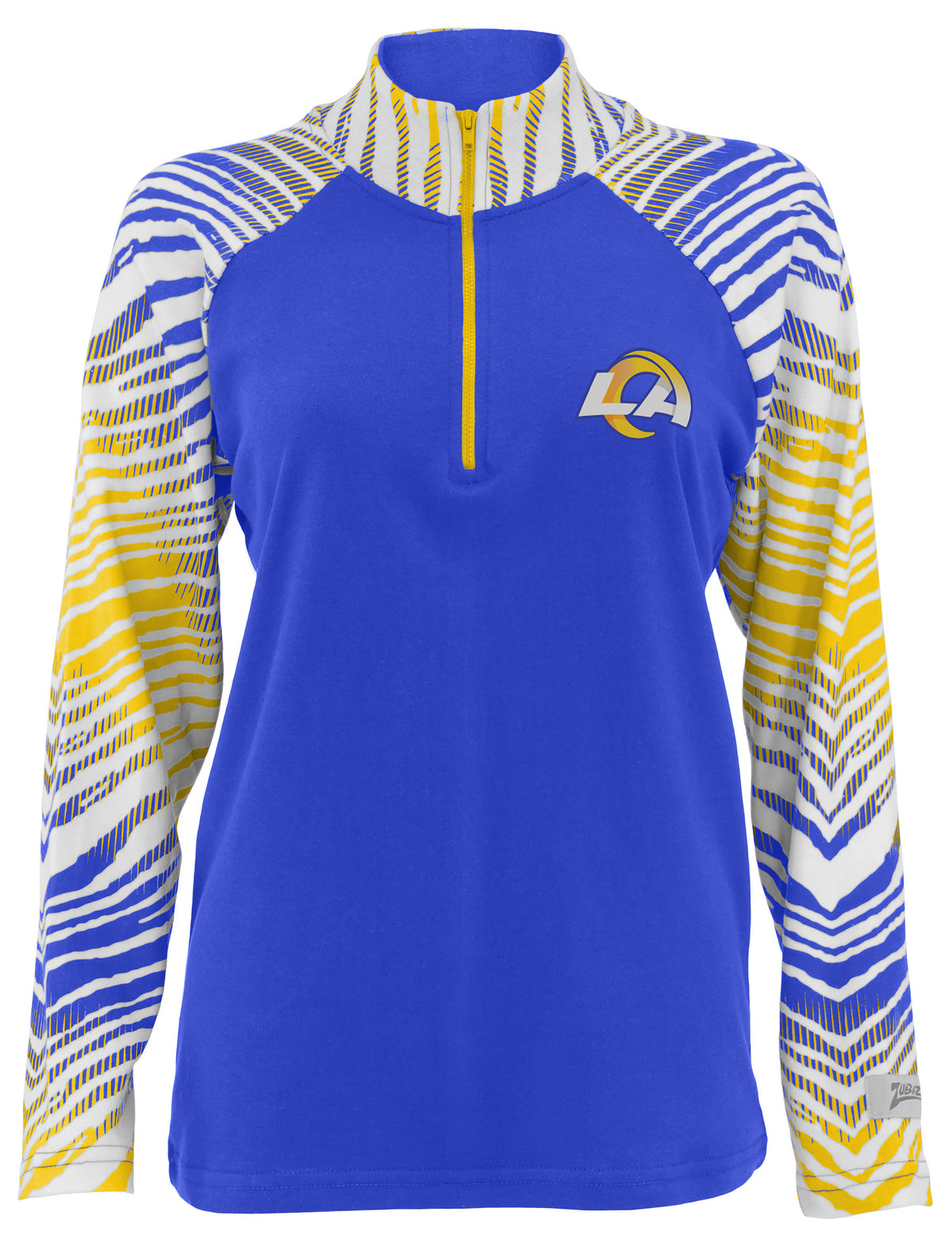 Zubaz NFL Women's Zebra Ombre Long Sleeve Quarter Zip Pullover - Los Angeles Rams
