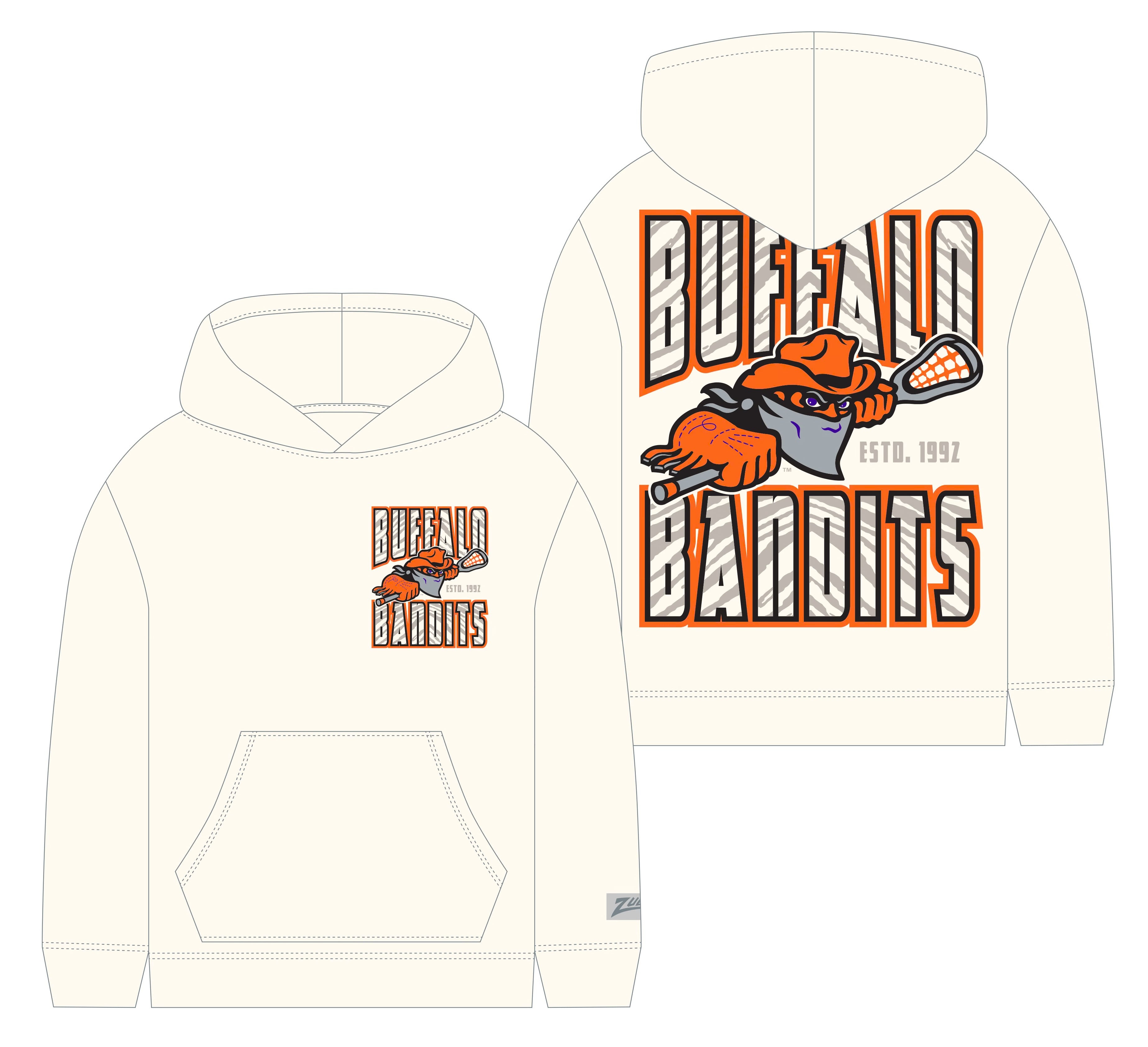 Zubaz NLL  Unisex 90's Vintage Helmet Zebra 2 Color Hoodie, Buffalo Bandits