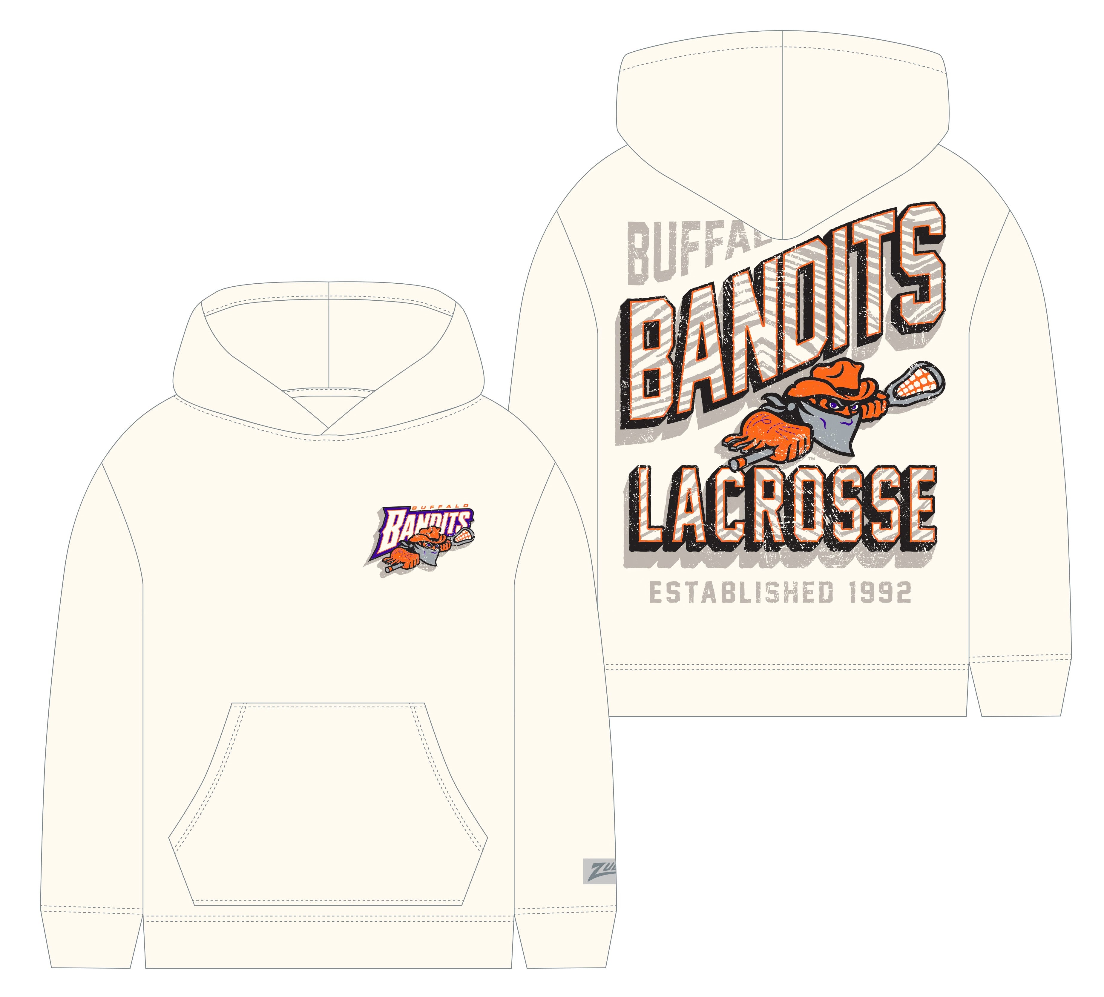 Zubaz NLL  Unisex 90's Vintage First Down Zebra 2 Color Hoodie, Buffalo Bandits