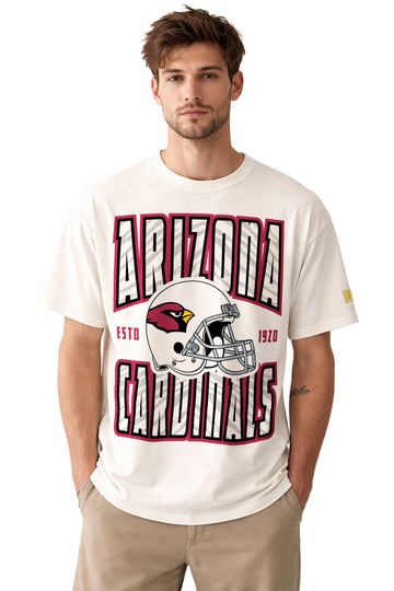 Zubaz NFL 90s SS Tee- Helmet-Off White, ARIZONA CARDINALS