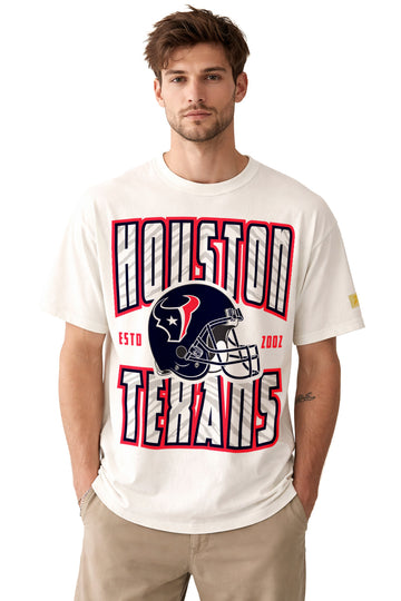 Zubaz NFL 90s SS Tee- Helmet-Off White, HOUSTON TEXANS