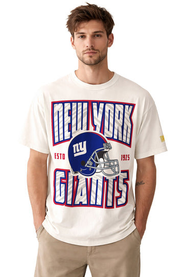 Zubaz NFL 90s SS Tee- Helmet-Off White, NEW YORK GIANTS