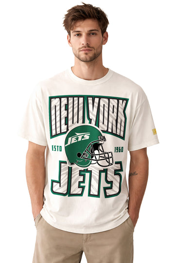 Zubaz NFL 90s SS Tee- Helmet-Off White, NEW YORK JETS