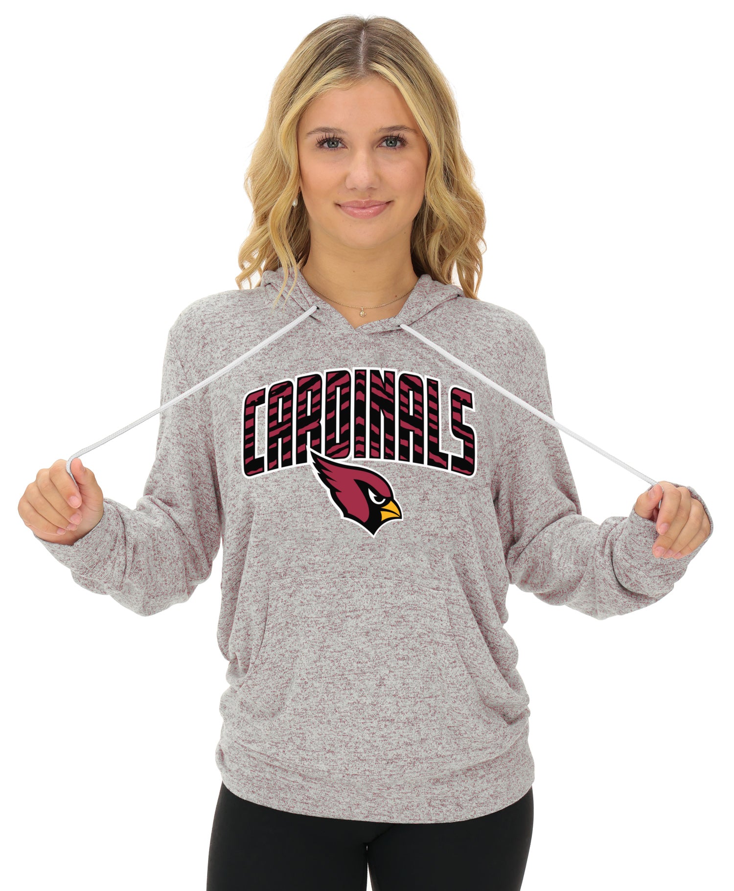 Zubaz NFL Women's Zebra Arch Soft Marled Team Color Hoodie, Arizona Cardinals