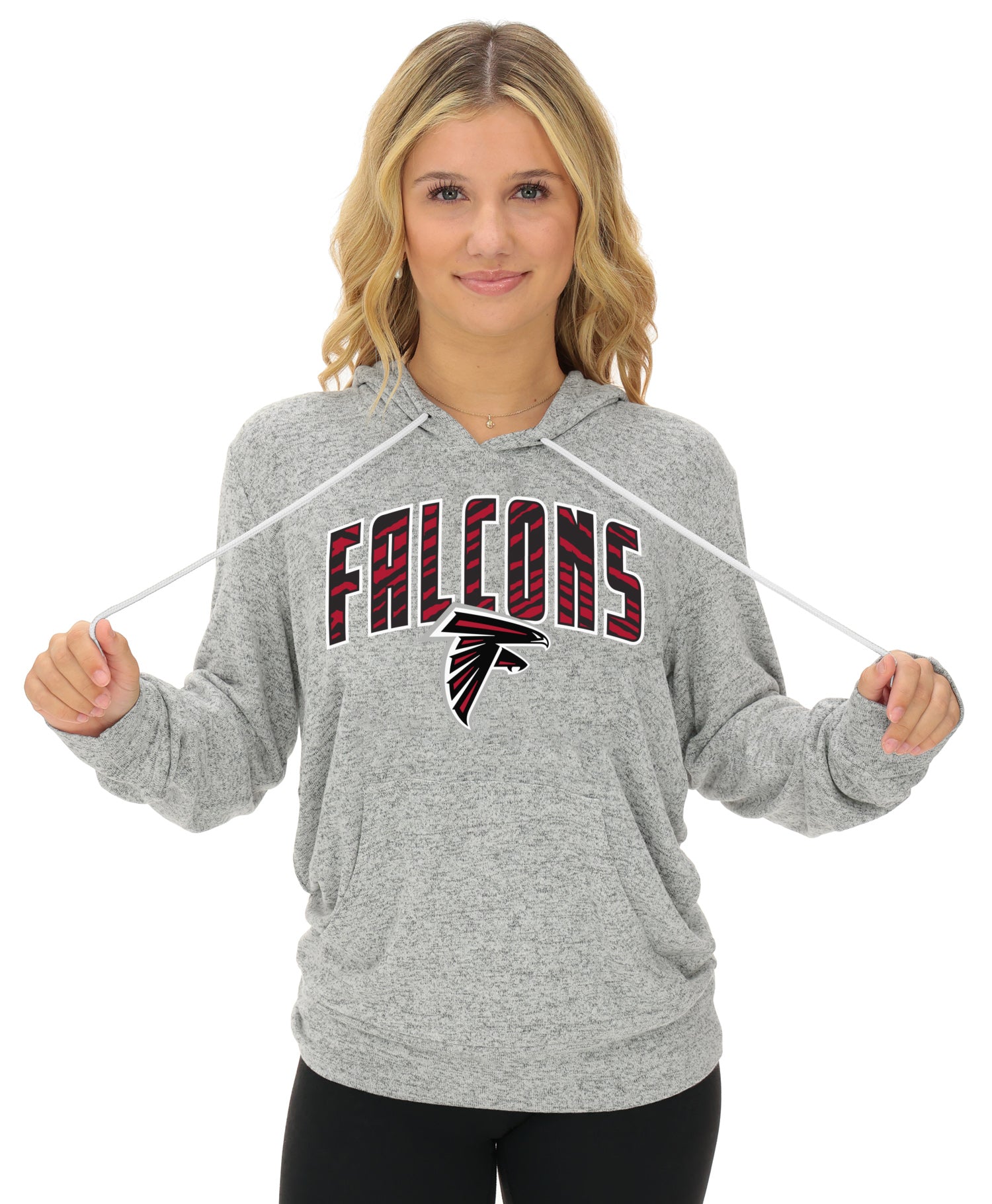 Zubaz NFL Women's Zebra Arch Soft Marled Team Color Hoodie, Atlanta Falcons
