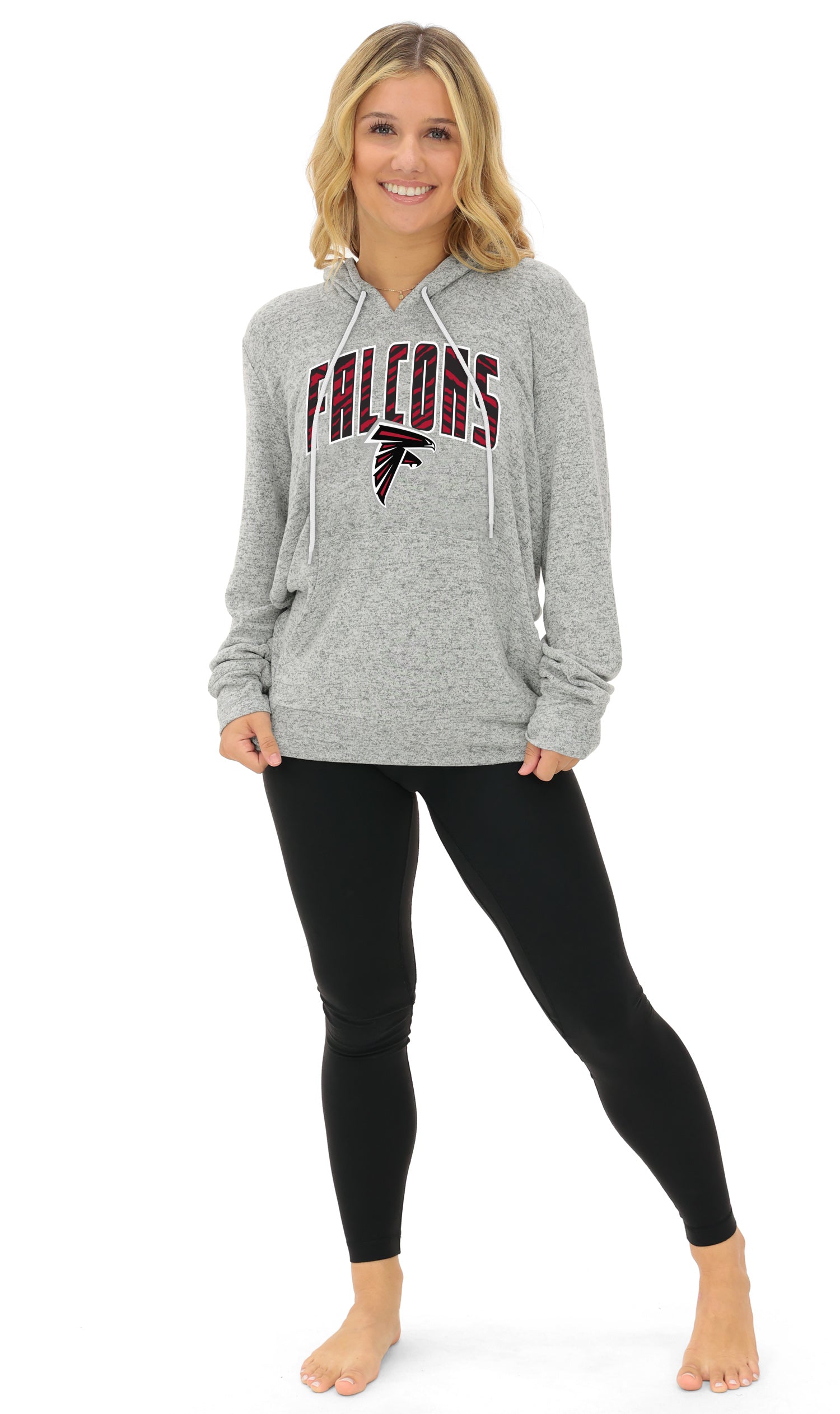 Zubaz NFL Women's Zebra Arch Soft Marled Team Color Hoodie, Atlanta Falcons