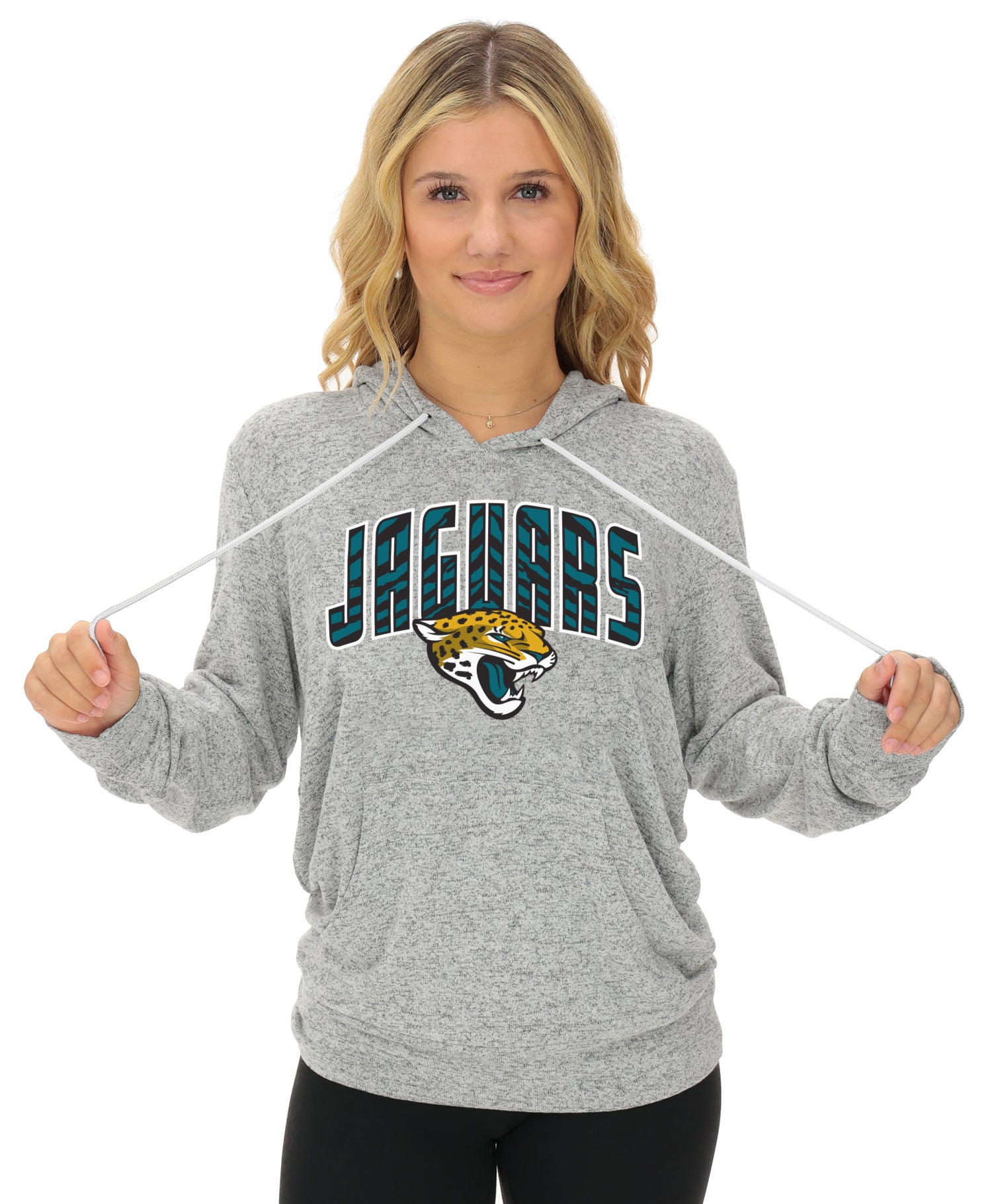 Zubaz NFL Women's Zebra Arch Soft Marled Team Color Hoodie, Jacksonville Jaguars