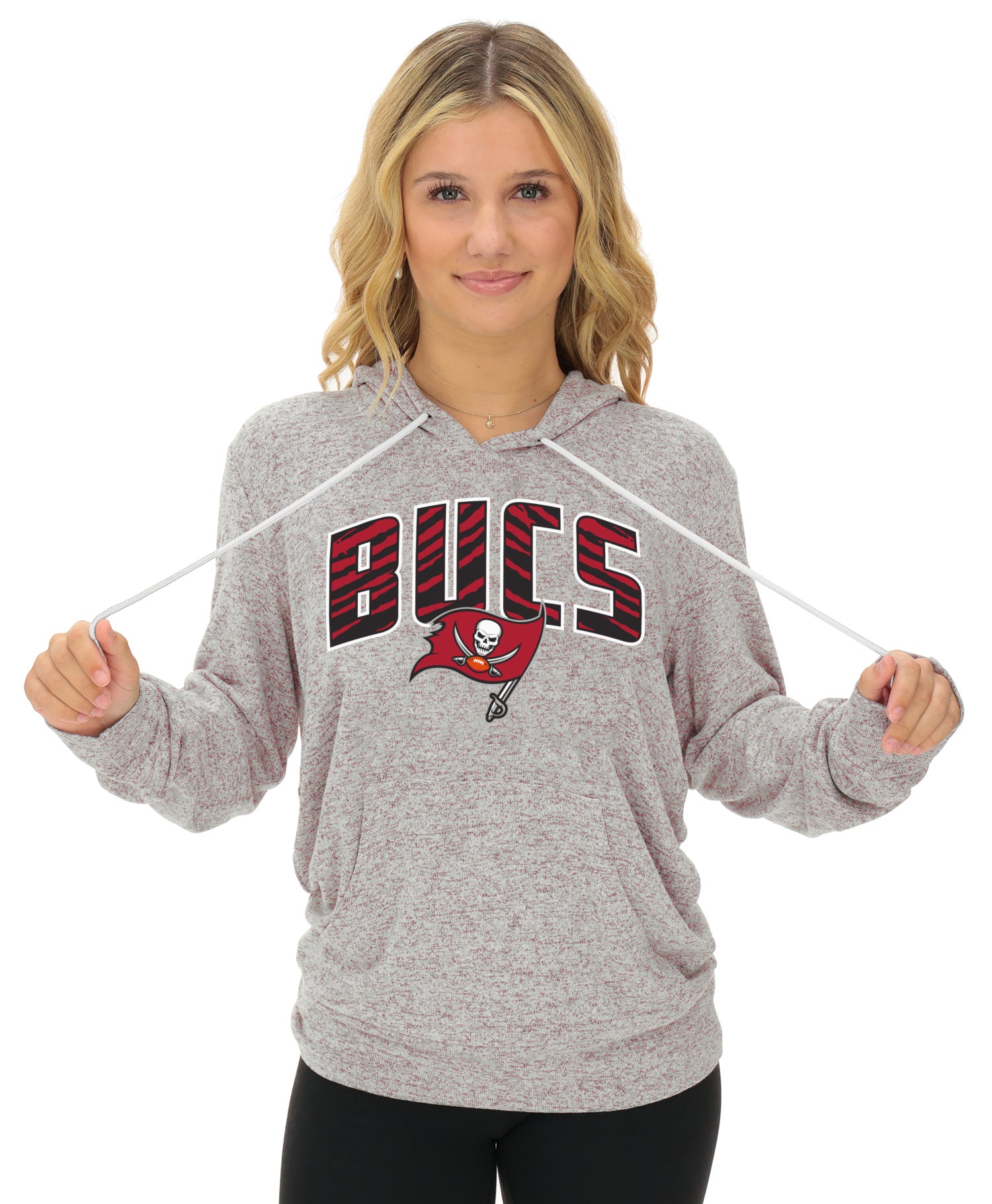 Zubaz NFL Women's Zebra Arch Soft Marled Team Color Hoodie, Tampa Bay Buccaneers