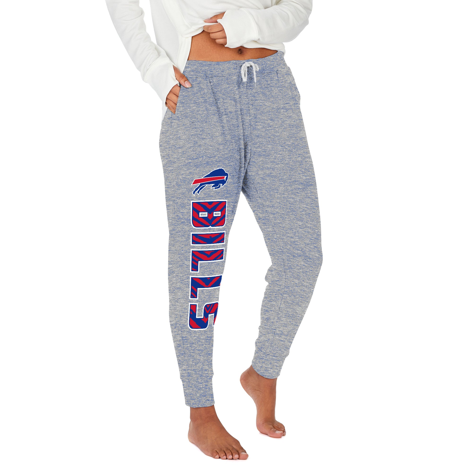 Zubaz NFL Women's Buffalo Bills Zebra Team Logo Crop Top Hoodie