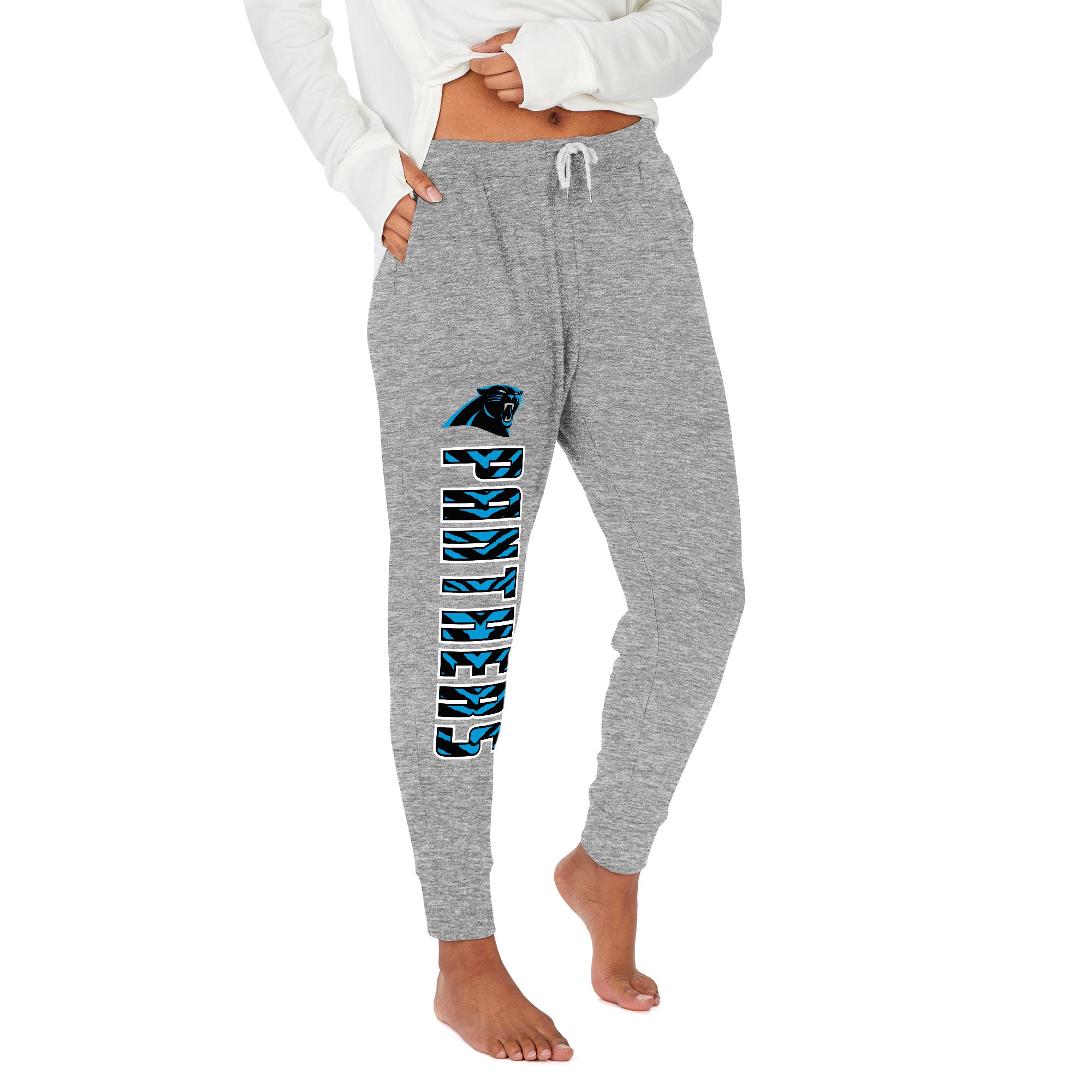 Zubaz NFL Women's Upright Soft Marled Team Color Jogger, Carolina Panthers