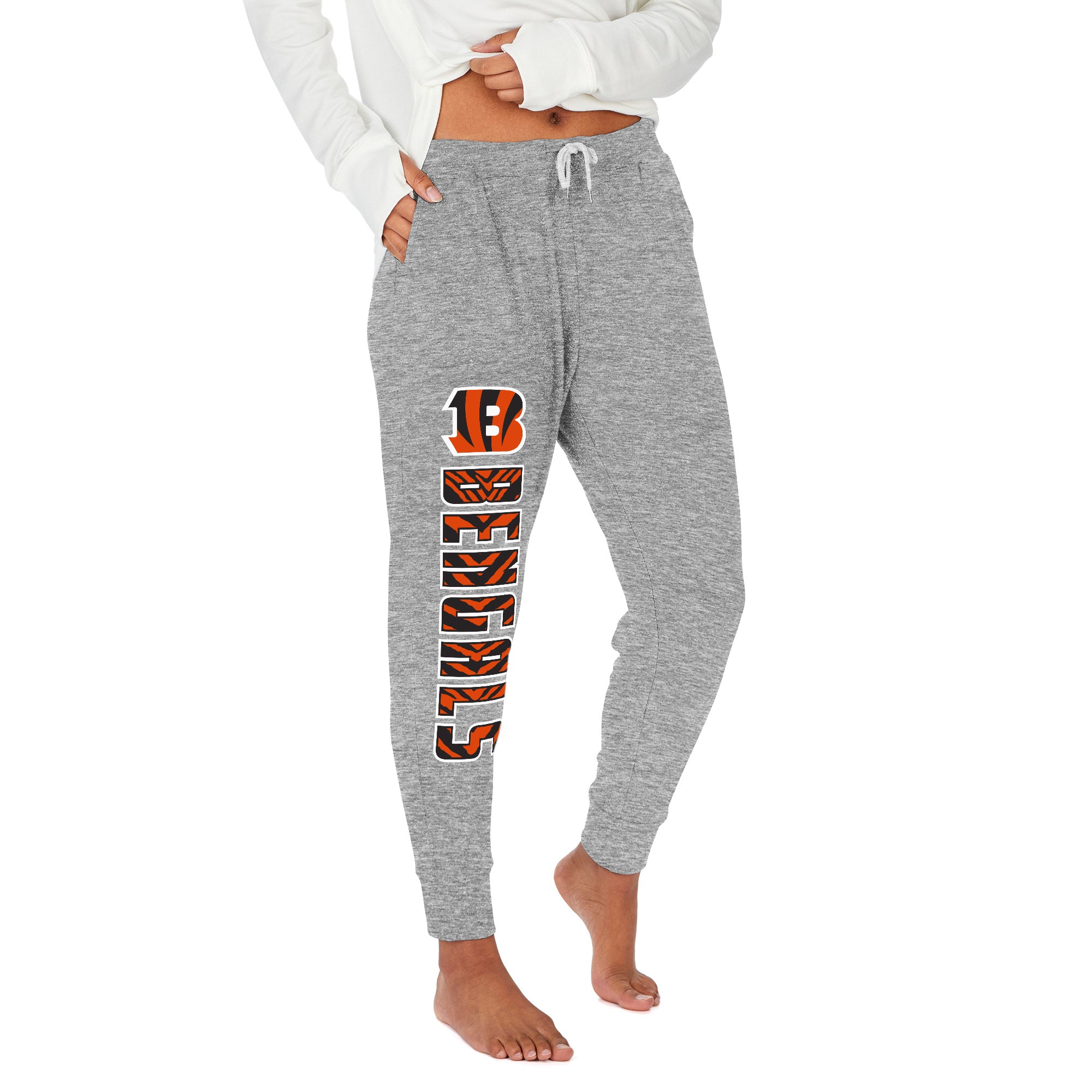 Zubaz NFL Women's Upright Soft Marled Team Color Jogger, Cincinnati Bengals