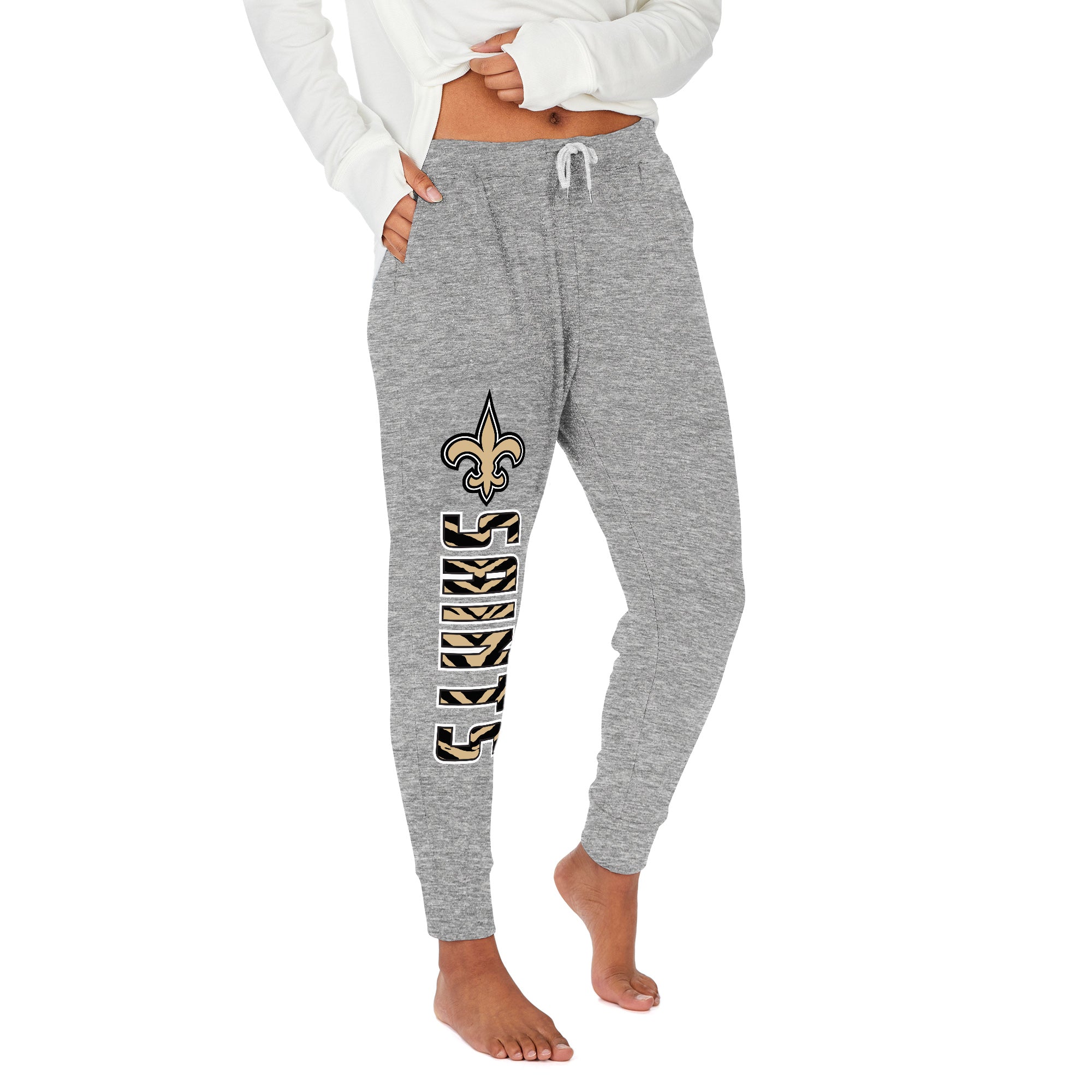 Zubaz NFL Women's Upright Soft Marled Team Color Jogger, New Orleans Saints