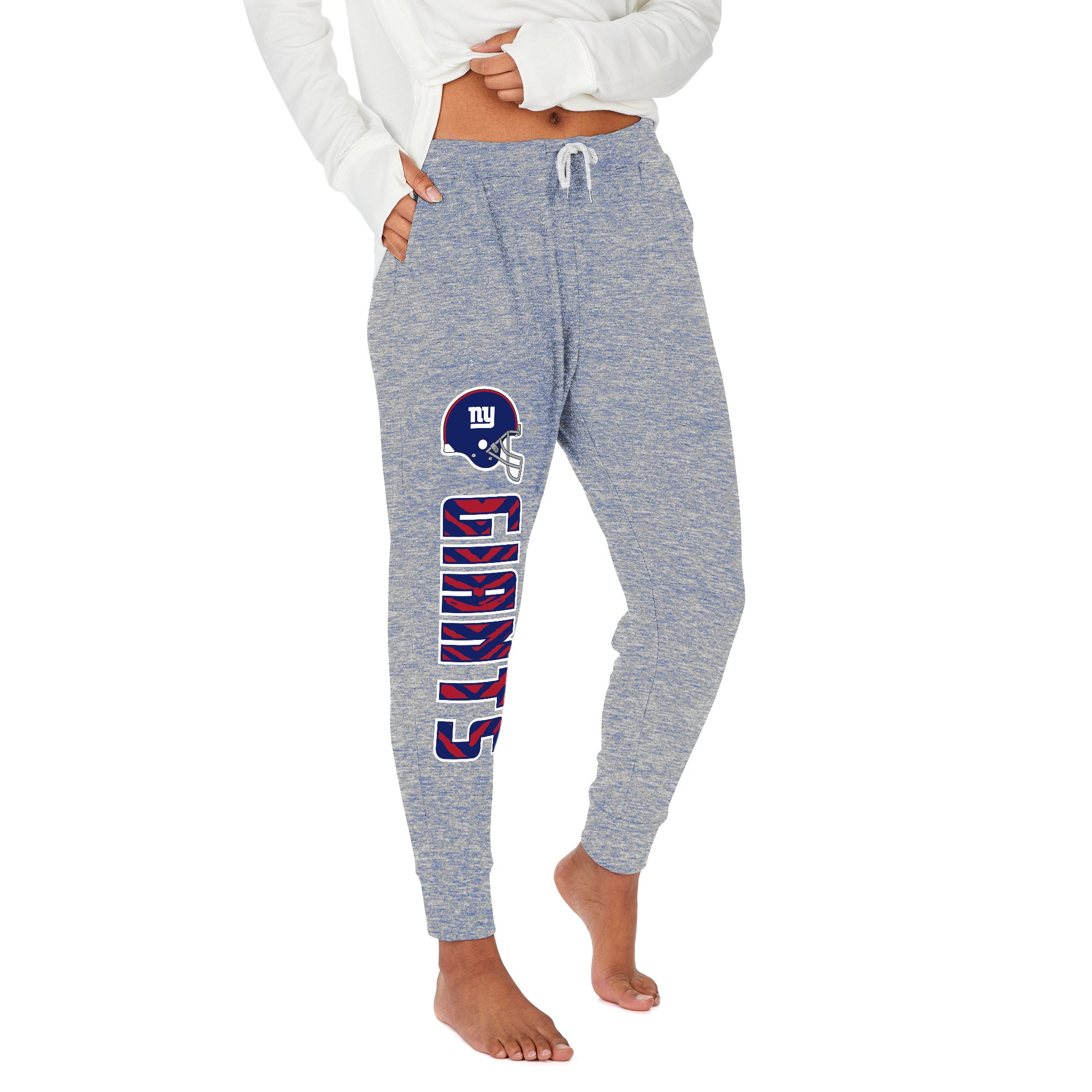 Zubaz NFL Women's Upright Soft Marled Team Color Jogger, New York Giants