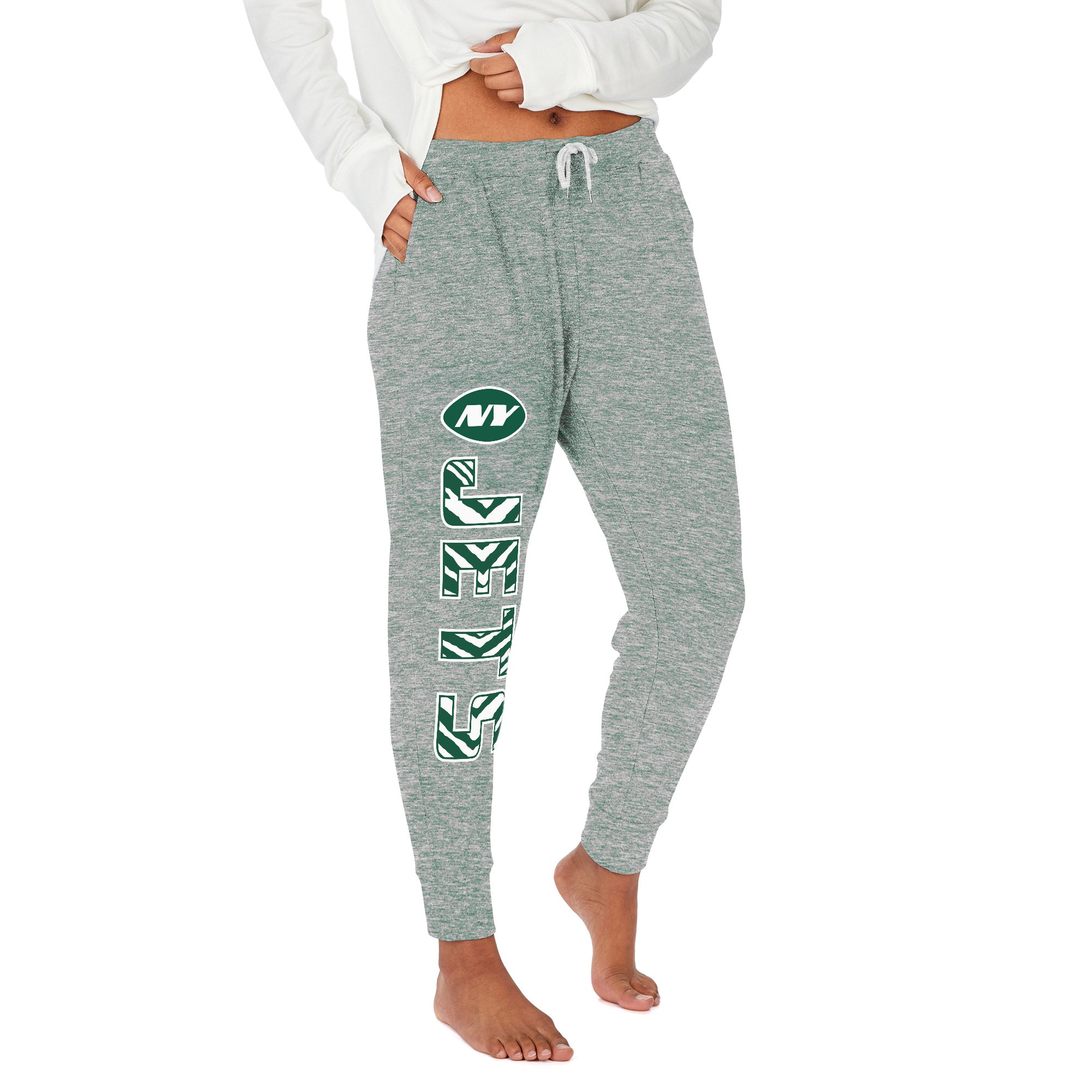 Zubaz NFL Women's Upright Soft Marled Team Color Jogger, New York Jets