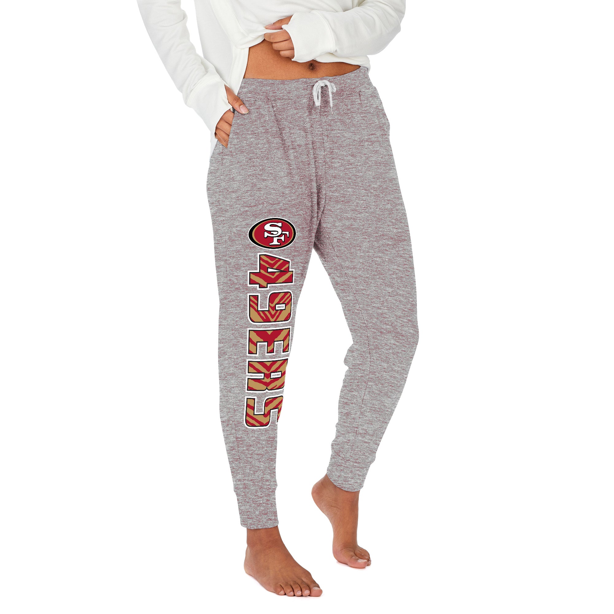 Zubaz NFL Women's Upright Soft Marled Team Color Jogger, San Francisco 49Ers