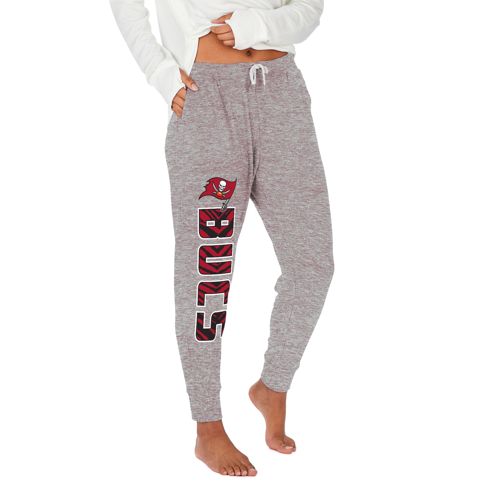 Zubaz NFL Women's Upright Soft Marled Team Color Jogger, Tampa Bay Buccaneers