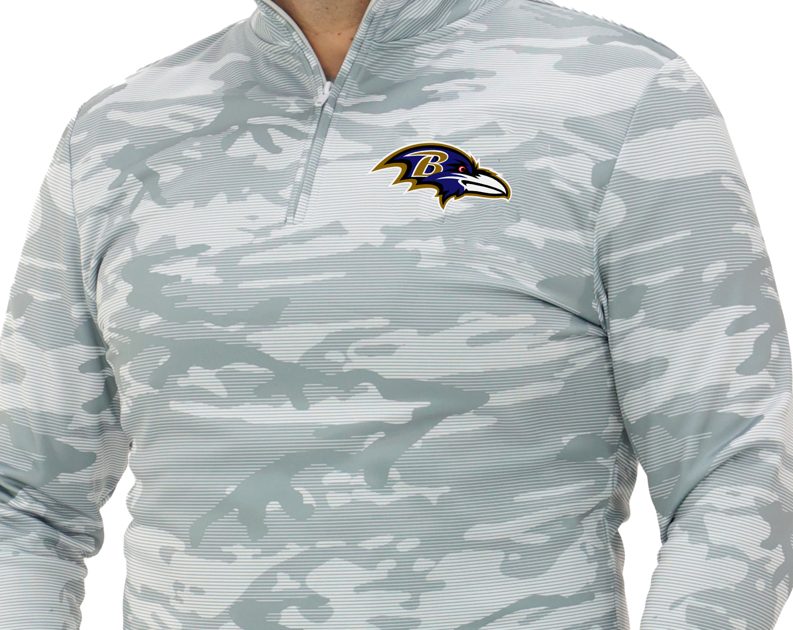 Zubaz NFL   Men's Tonal Camo Line 1/4 Zip, BALTIMORE RAVENS