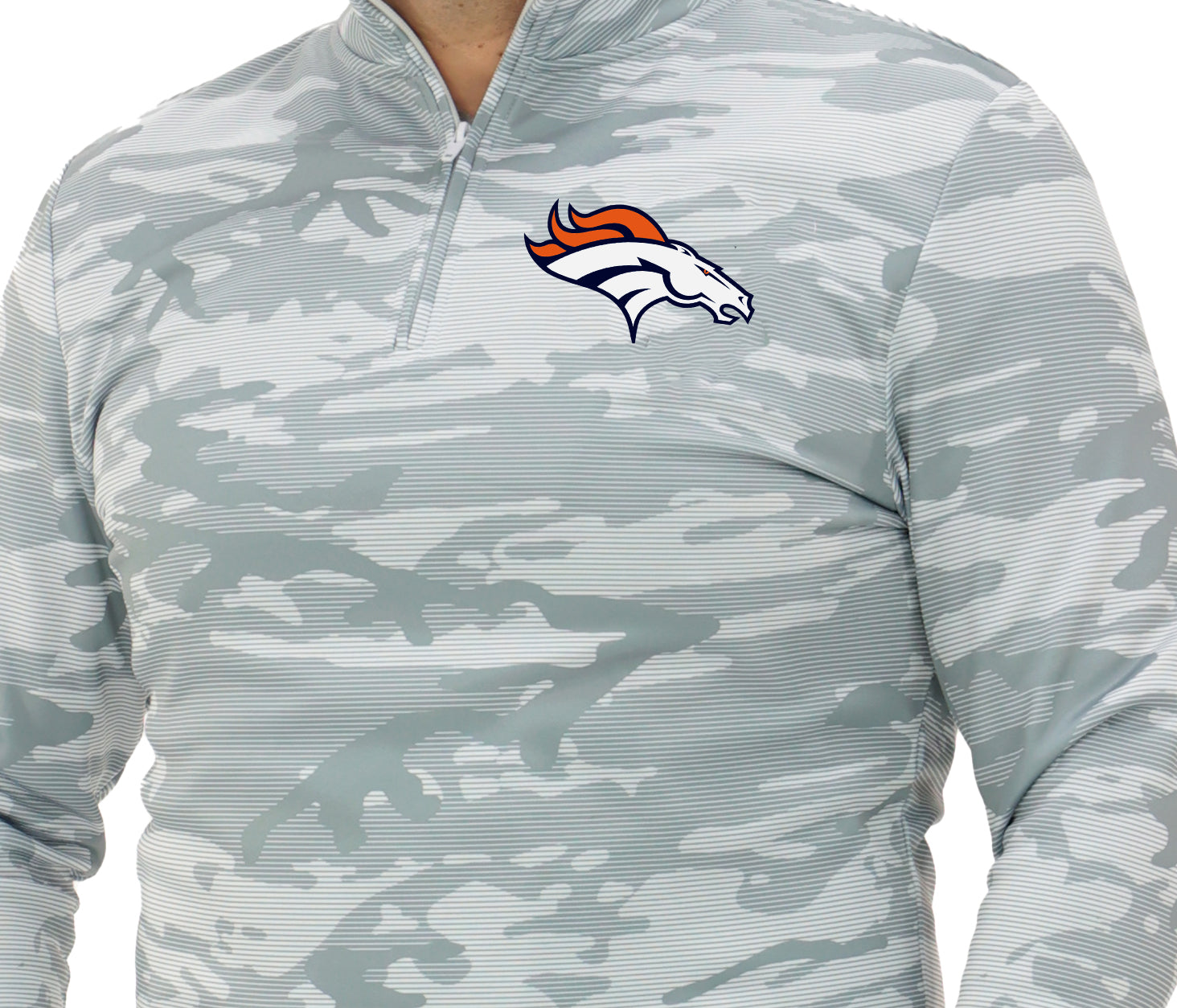 Zubaz NFL   Men's Tonal Camo Line 1/4 Zip, DENVER BRONCOS
