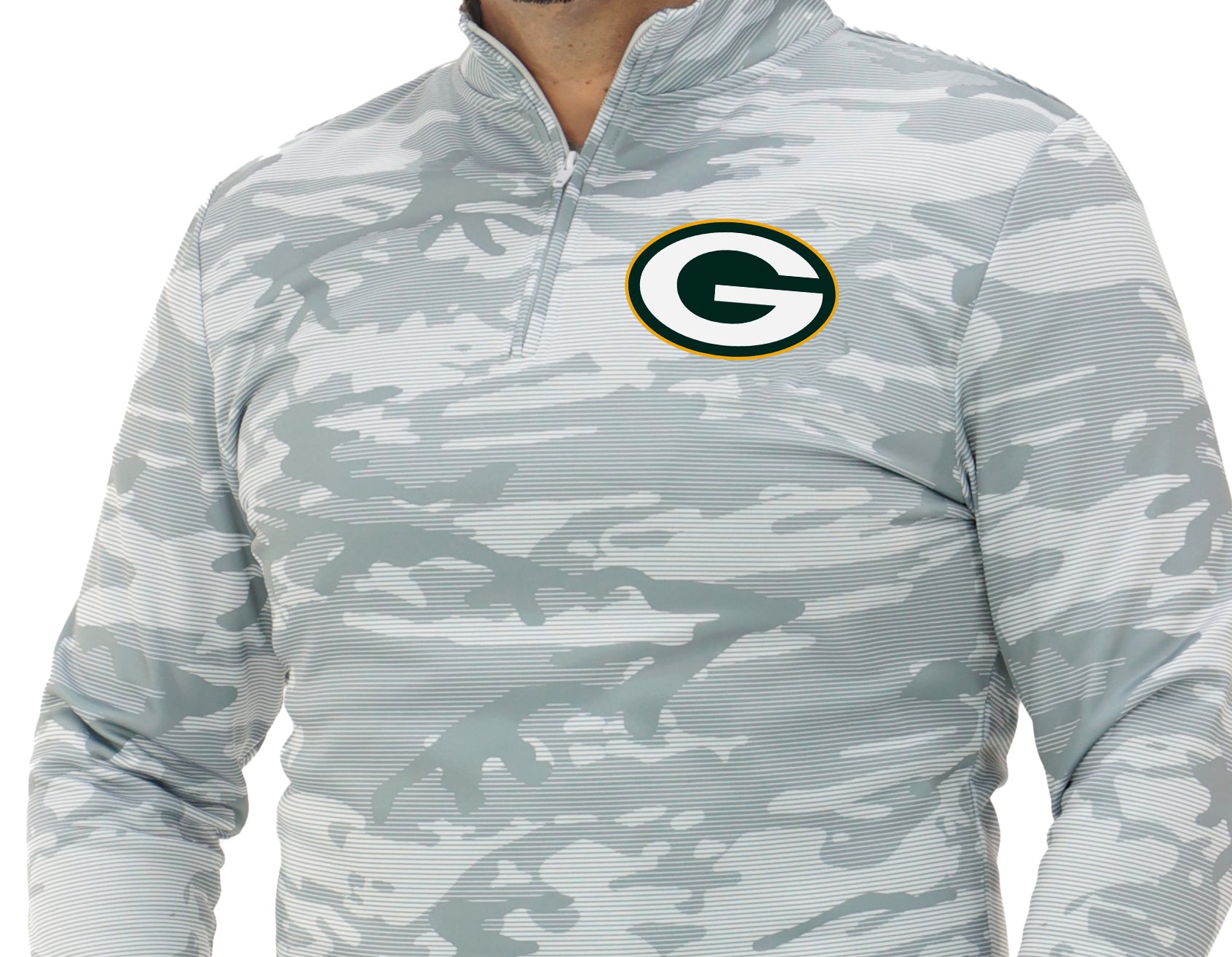 Zubaz NFL   Men's Tonal Camo Line 1/4 Zip, GREEN BAY PACKERS