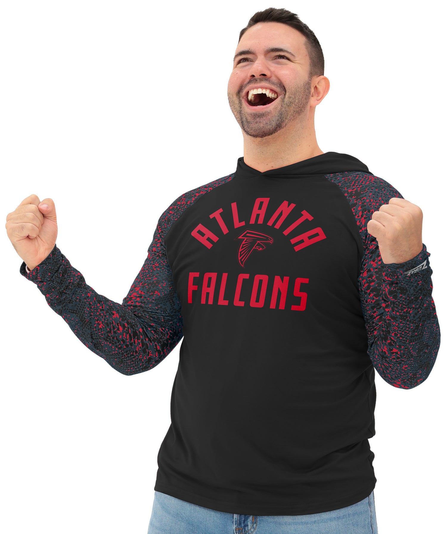 Zubaz NFL  Men's Formation Post Sleeves Lightweight Hoodie, ATLANTA FALCONS