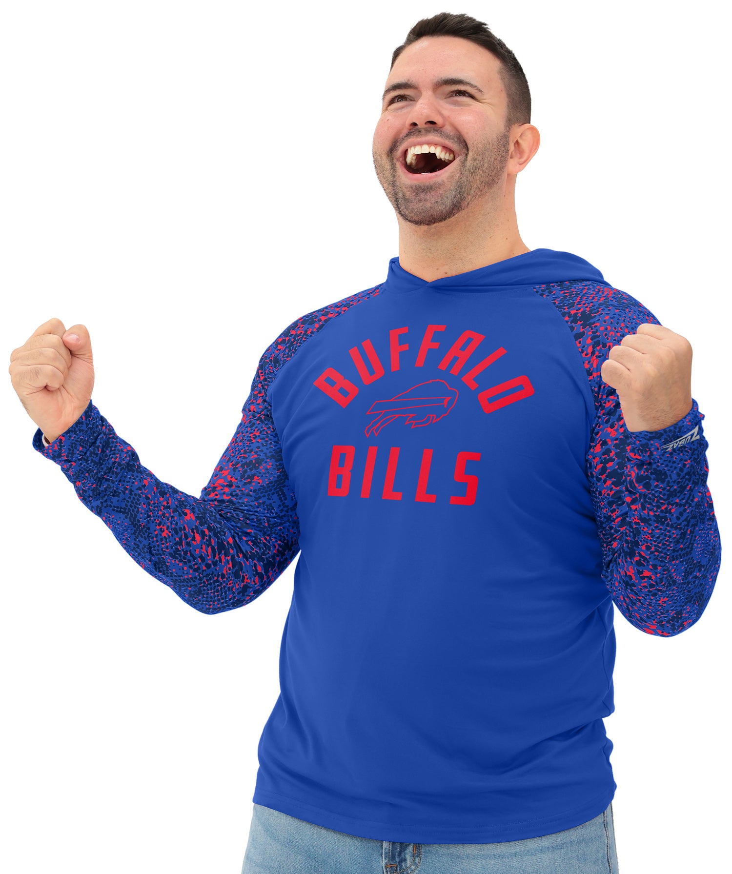 Zubaz NFL  Men's Formation Post Sleeves Lightweight Hoodie, BUFFALO BILLS