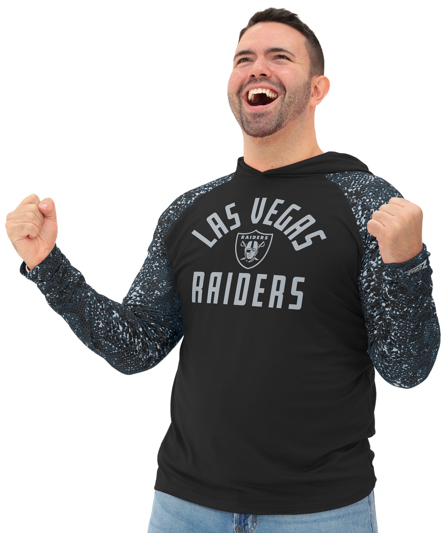 Zubaz NFL  Men's Formation Post Sleeves Lightweight Hoodie, LAS VEGAS RAIDERS