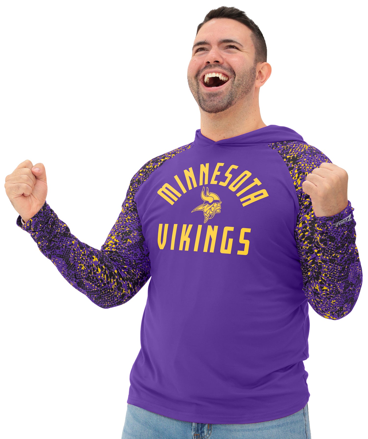 Zubaz NFL  Men's Formation Post Sleeves Lightweight Hoodie, MINNESOTA VIKINGS