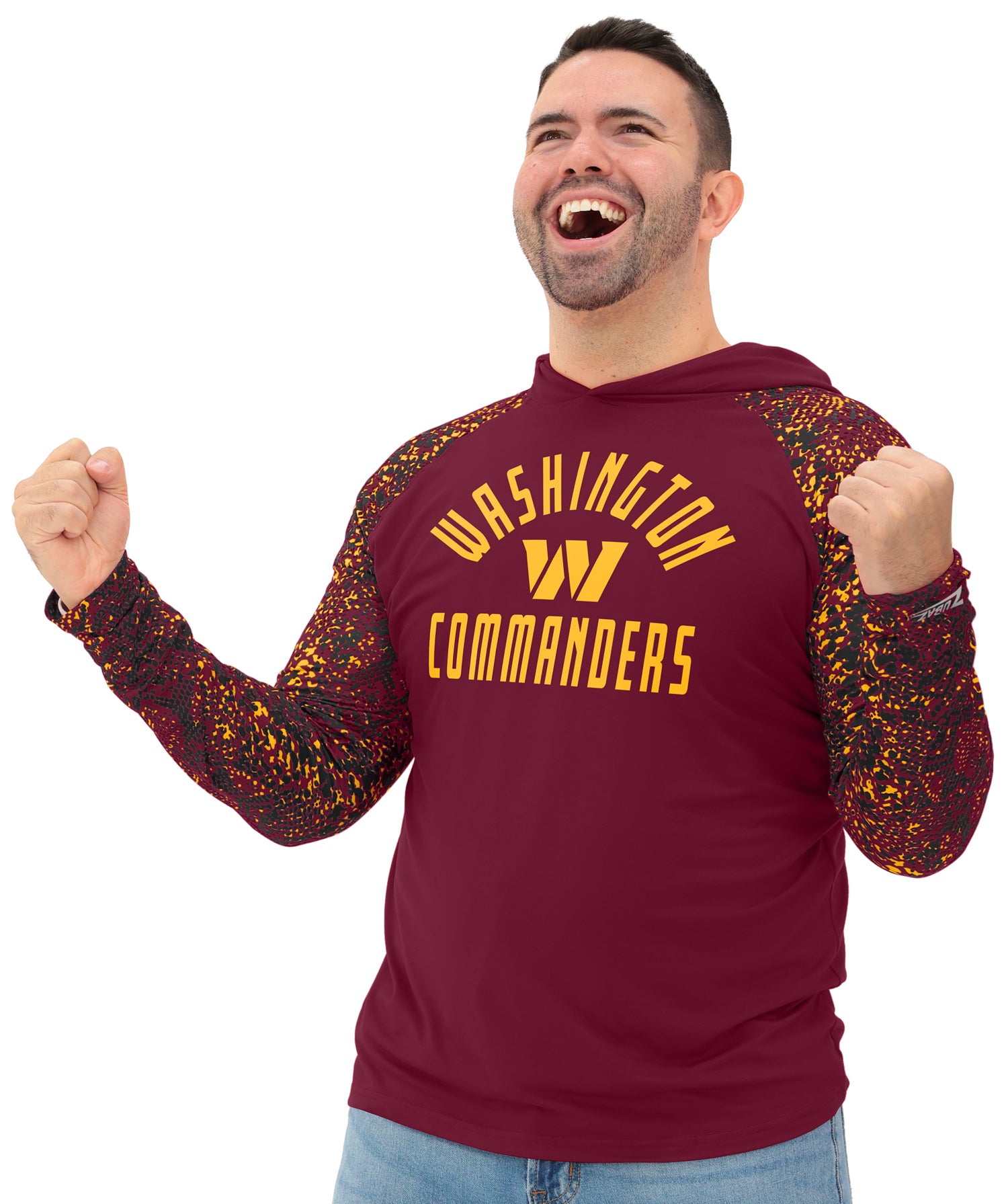 Zubaz NFL  Men's Formation Post Sleeves Lightweight Hoodie, WASHINGTON COMMANDERS