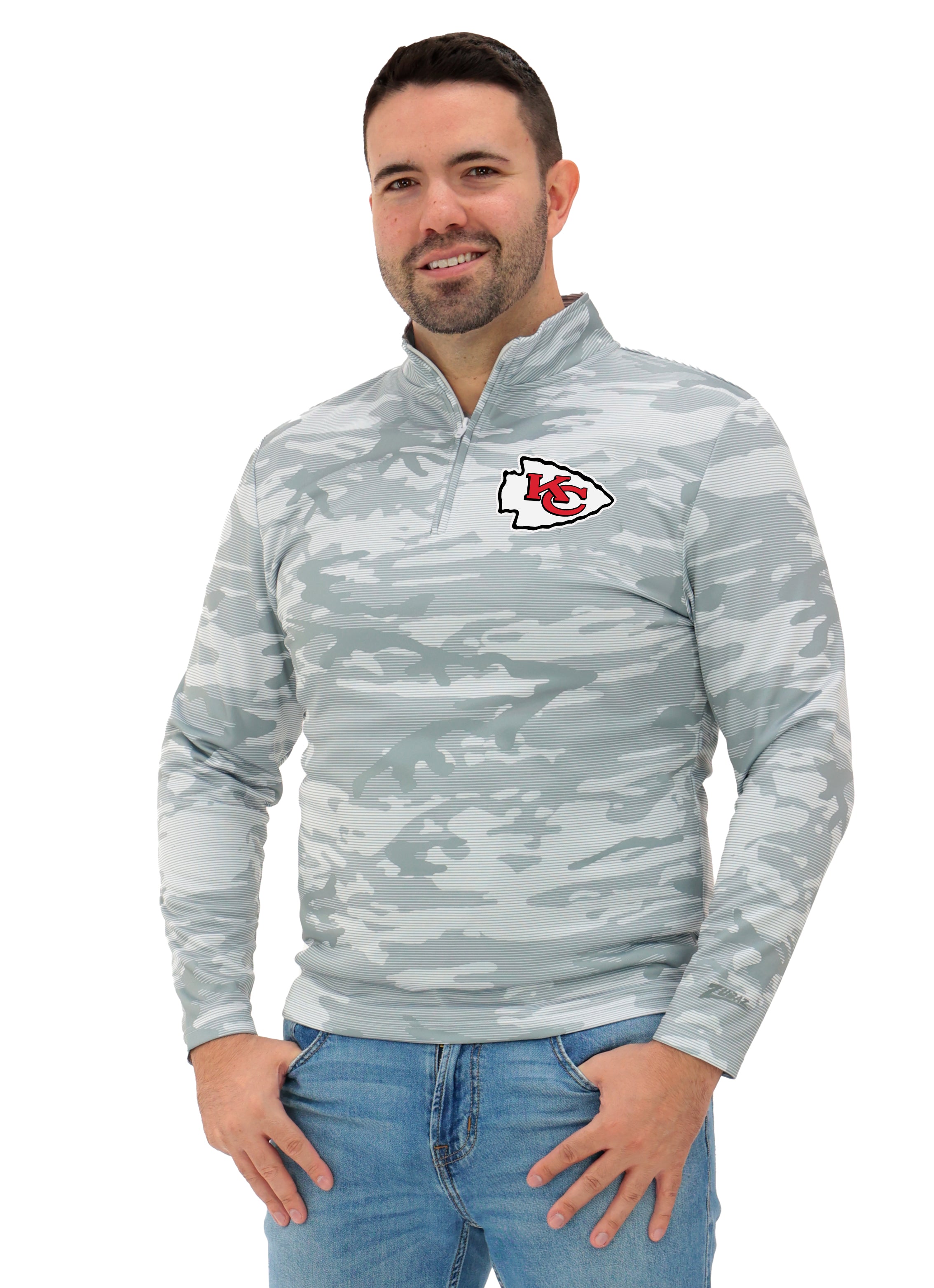 Zubaz NFL   Men's Tonal Camo Line 1/4 Zip, KANSAS CITY CHIEFS