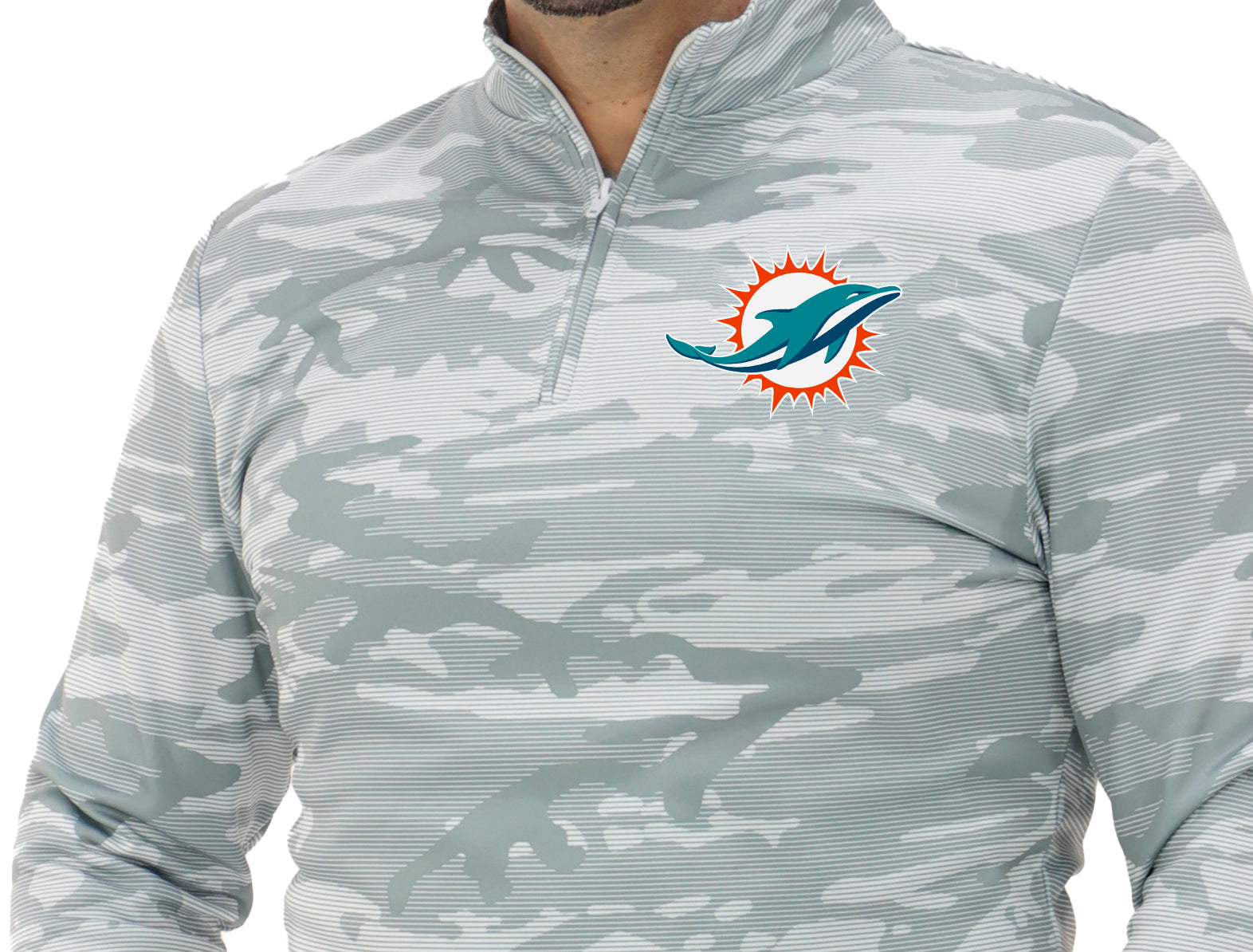 Zubaz NFL   Men's Tonal Camo Line 1/4 Zip, MIAMI DOLPHINS
