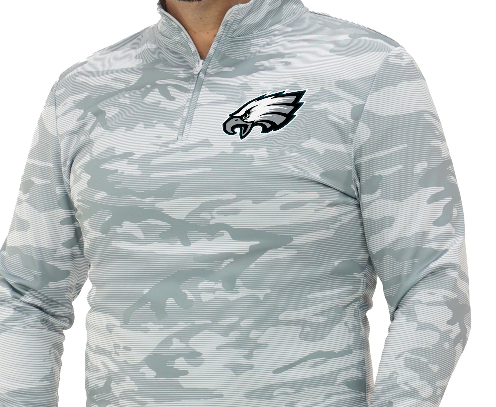 Zubaz NFL   Men's Tonal Camo Line 1/4 Zip, PHILADELPHIA EAGLES