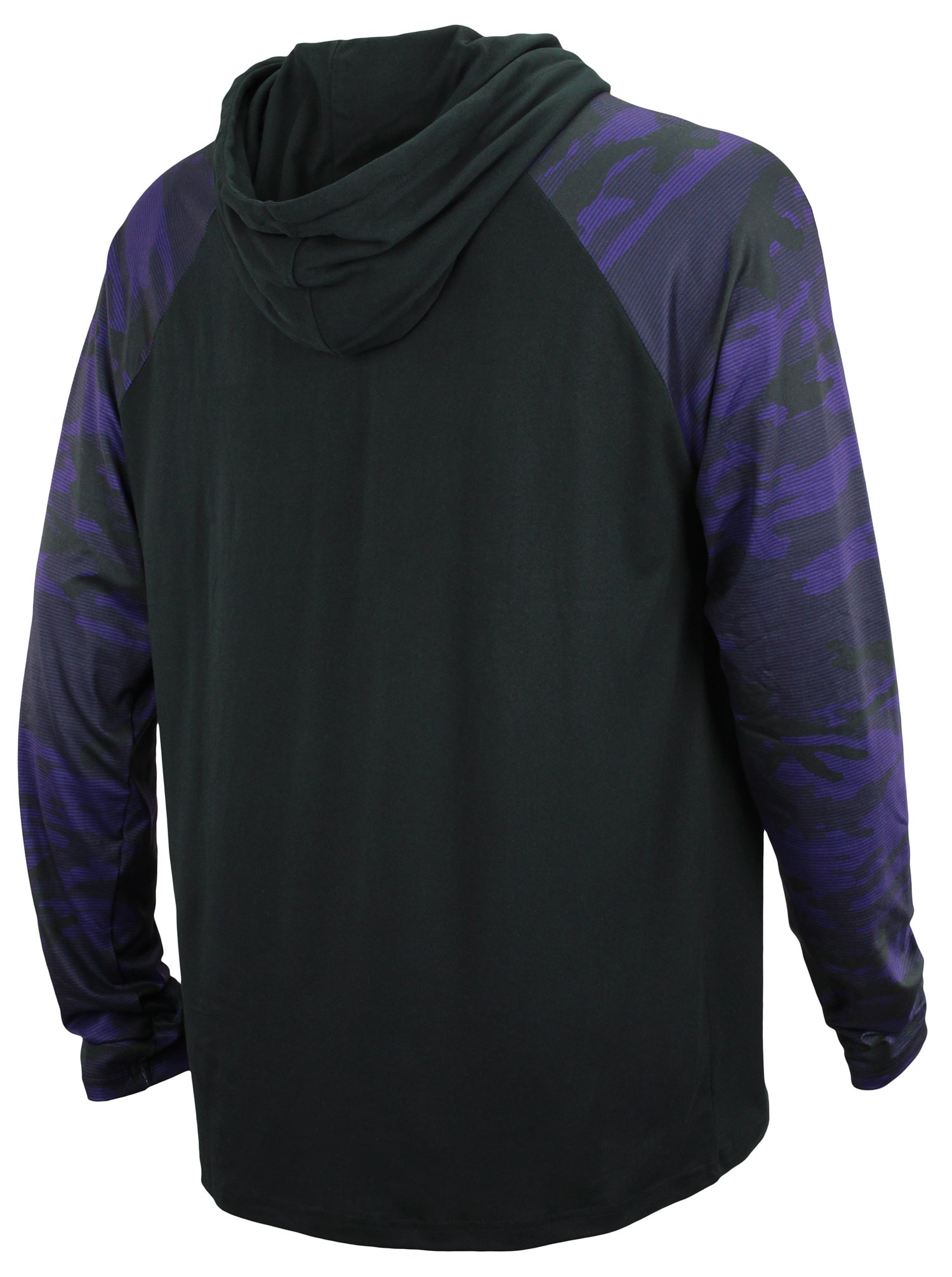 Zubaz NFL   Men's Camo Line Sleeves Lightweight 1/4 Zip Color Block Hoodie, BALTIMORE RAVENS