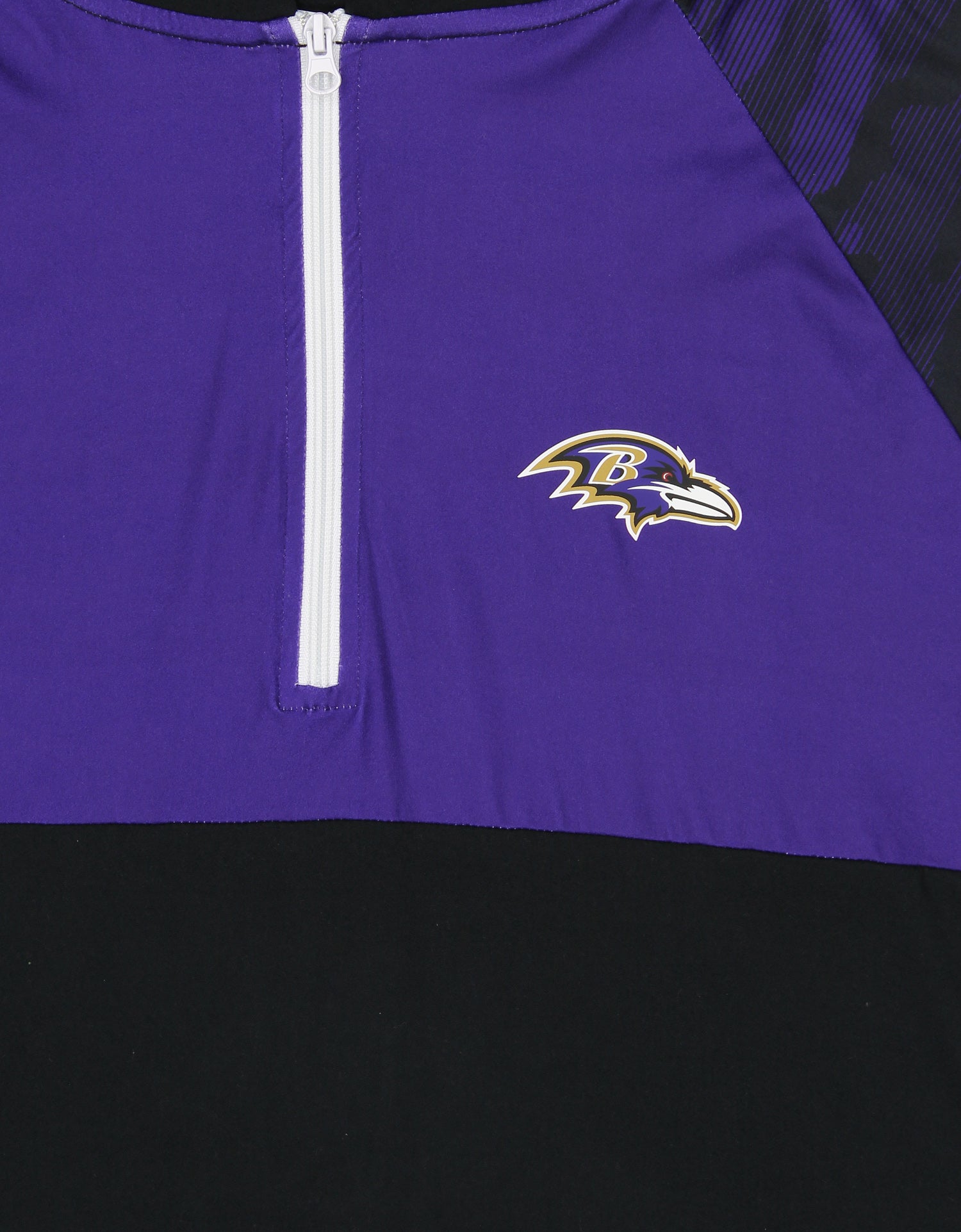 Zubaz NFL   Men's Camo Line Sleeves Lightweight 1/4 Zip Color Block Hoodie, BALTIMORE RAVENS