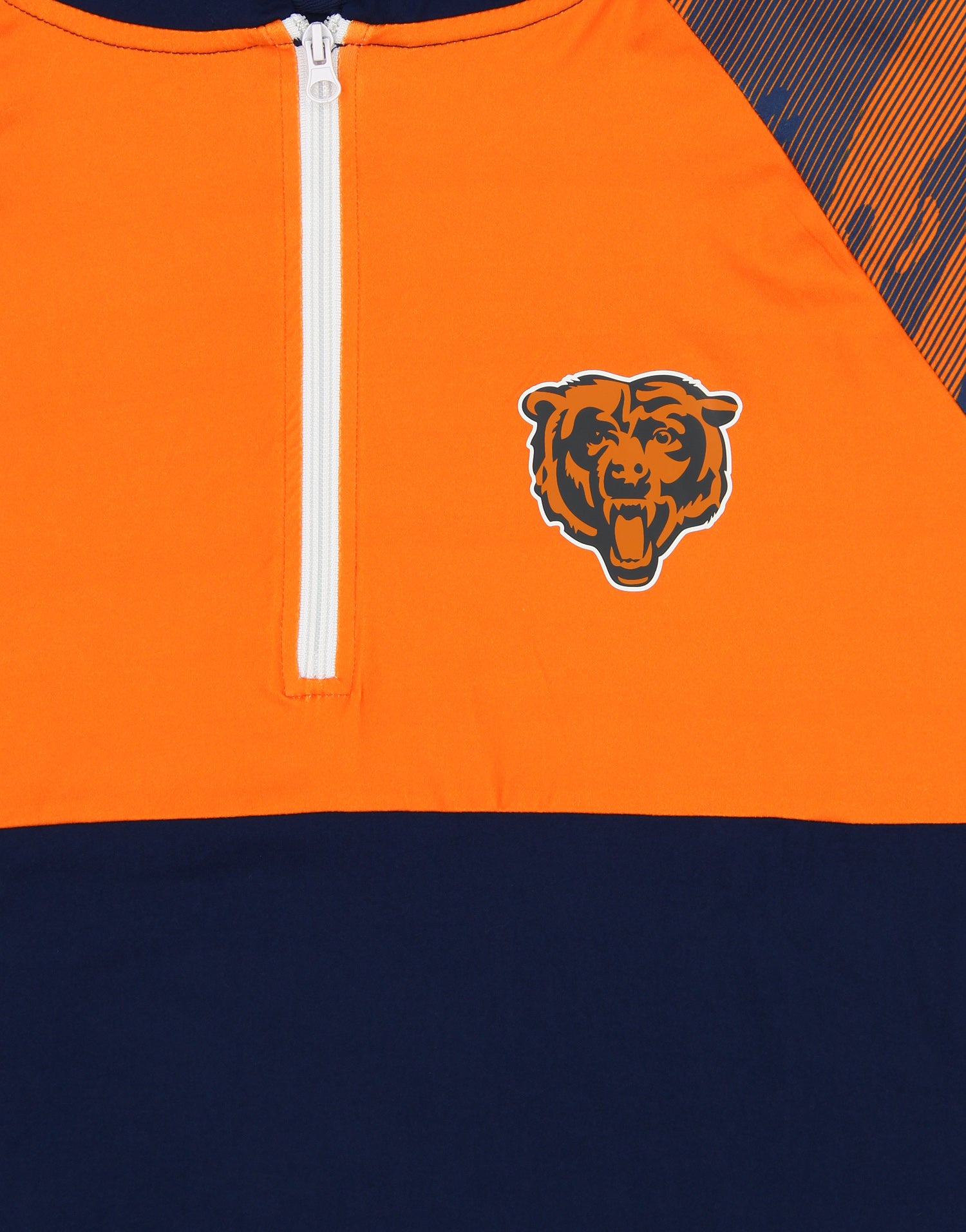 Zubaz NFL   Men's Camo Line Sleeves Lightweight 1/4 Zip Color Block Hoodie, CHICAGO BEARS