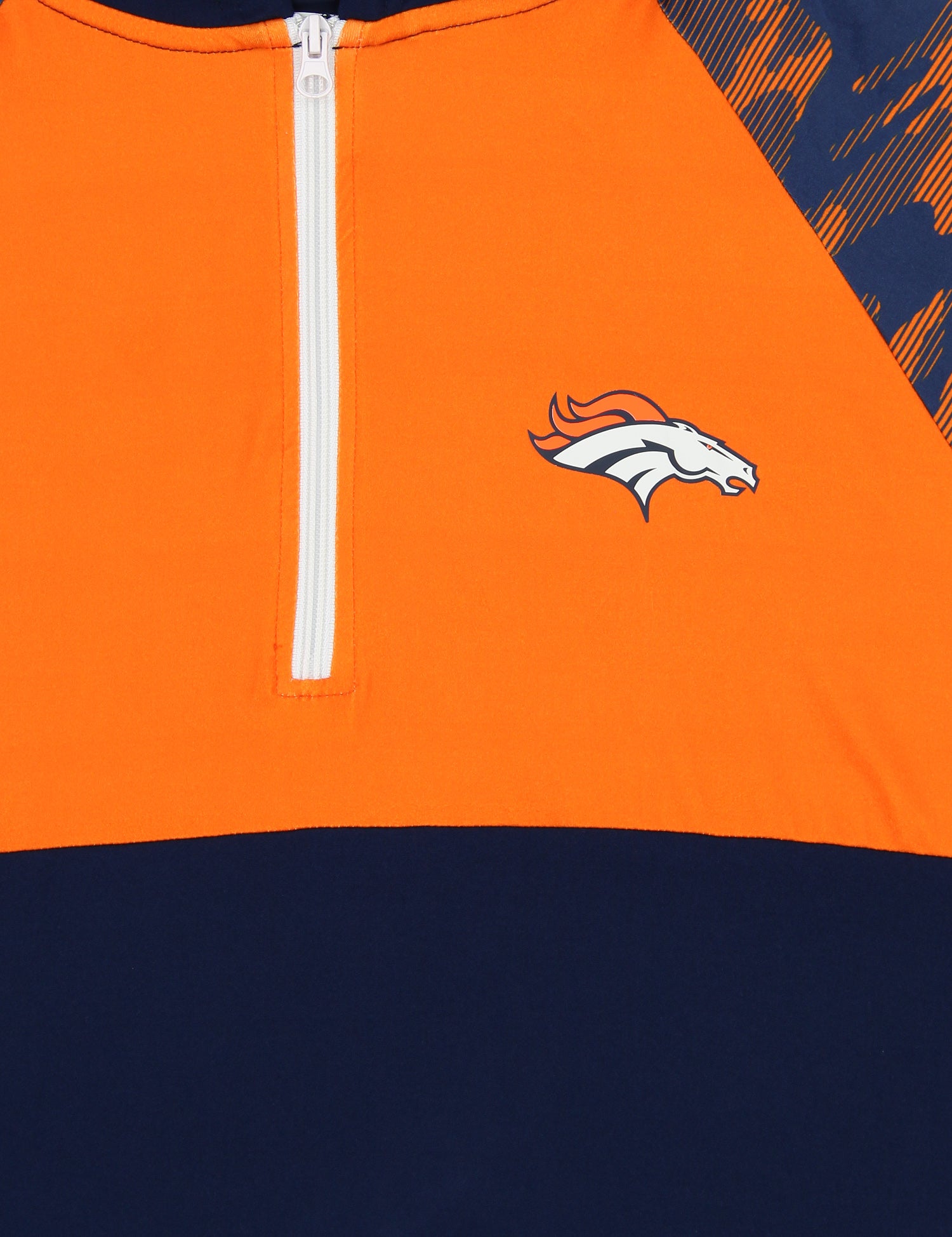 Zubaz NFL   Men's Camo Line Sleeves Lightweight 1/4 Zip Color Block Hoodie, DENVER BRONCOS