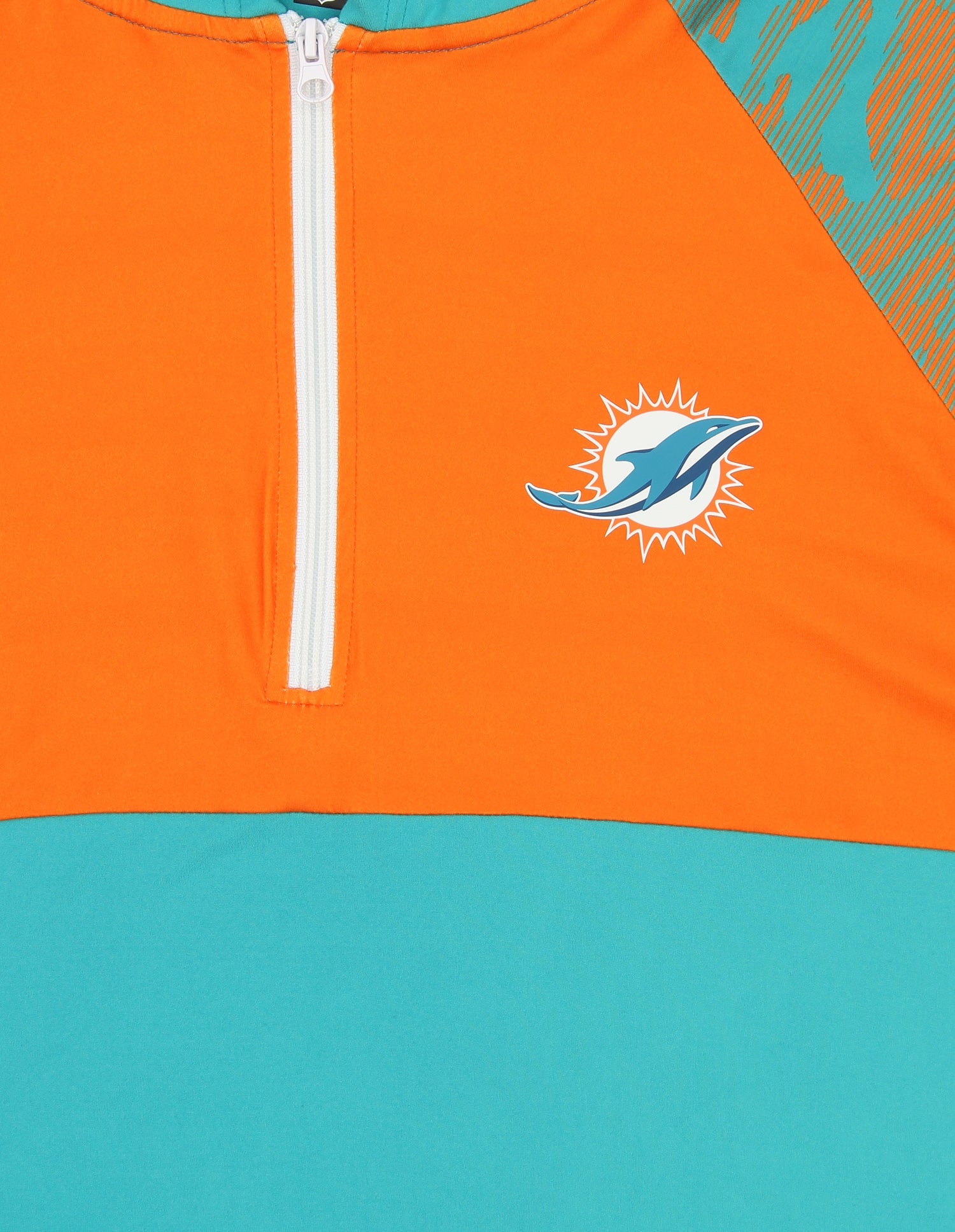 Zubaz NFL   Men's Camo Line Sleeves Lightweight 1/4 Zip Color Block Hoodie, MIAMI DOLPHINS