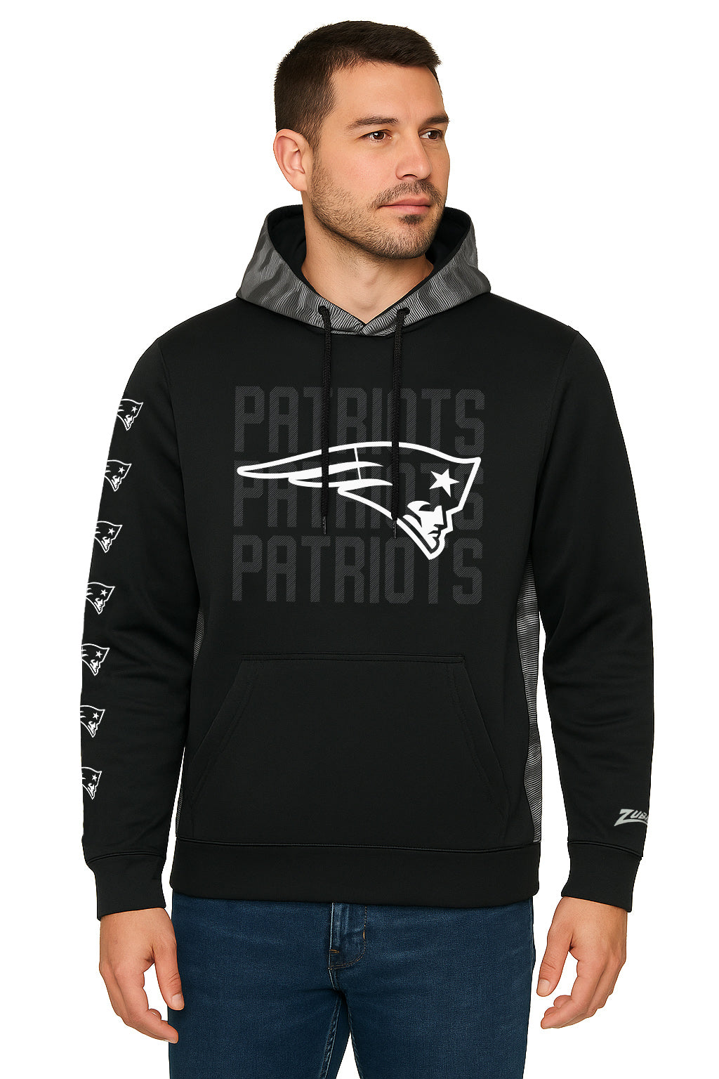 Zubaz NFL   Men's Tonal Camo Line Back Panel Hoodie, NEW ENGLAND PATRIOTS