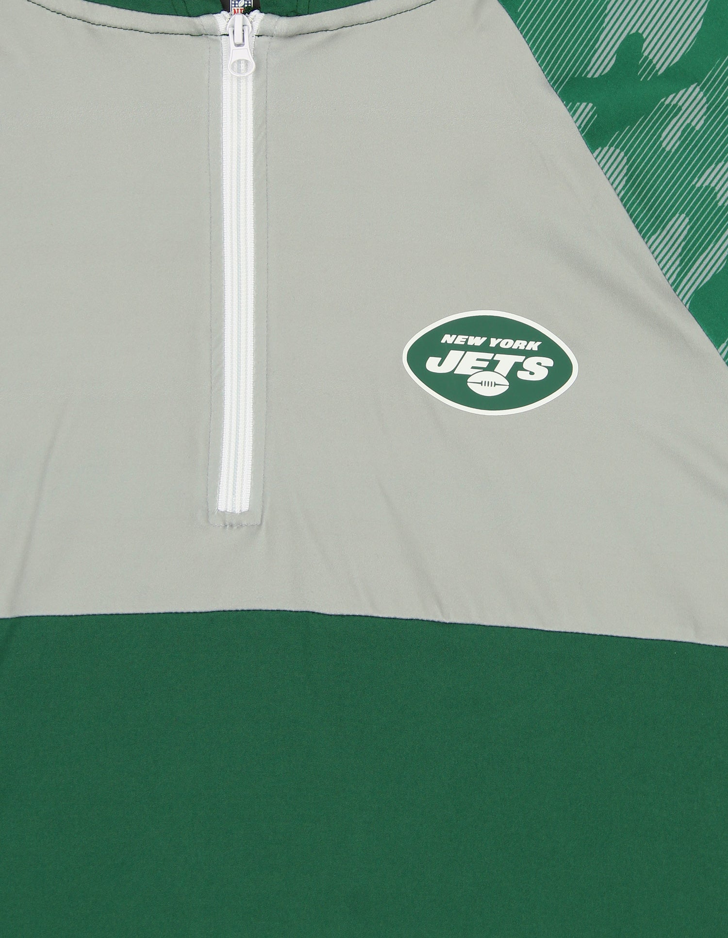 Zubaz NFL   Men's Camo Line Sleeves Lightweight 1/4 Zip Color Block Hoodie, NEW YORK JETS