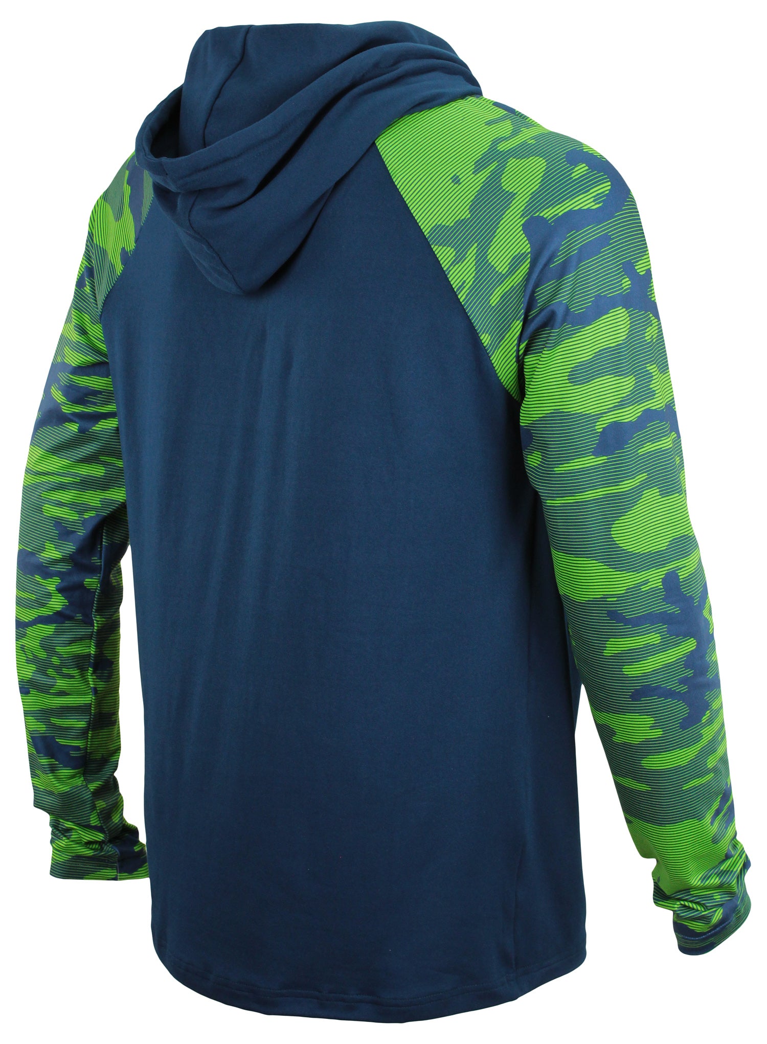 Zubaz NFL   Men's Camo Line Sleeves Lightweight 1/4 Zip Color Block Hoodie, SEATTLE SEAHAWKS
