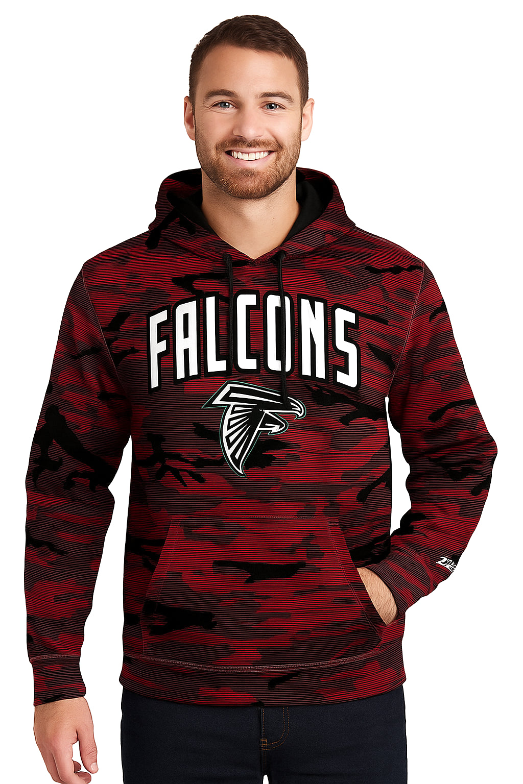 Zubaz NFL   Men's Arch All Over Camo Hoodie, ATLANTA FALCONS