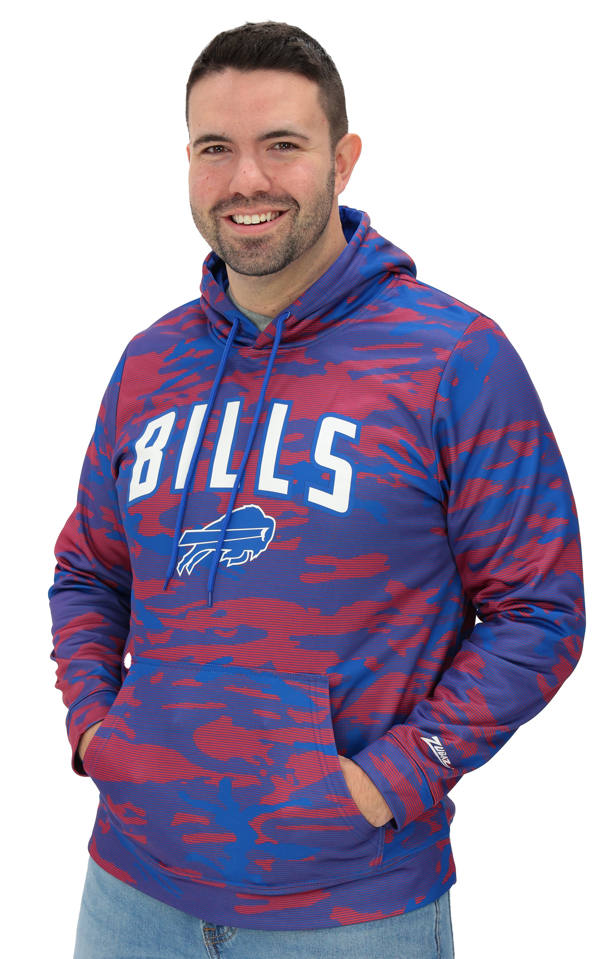Zubaz NFL   Men's Arch All Over Camo Hoodie, BUFFALO BILLS